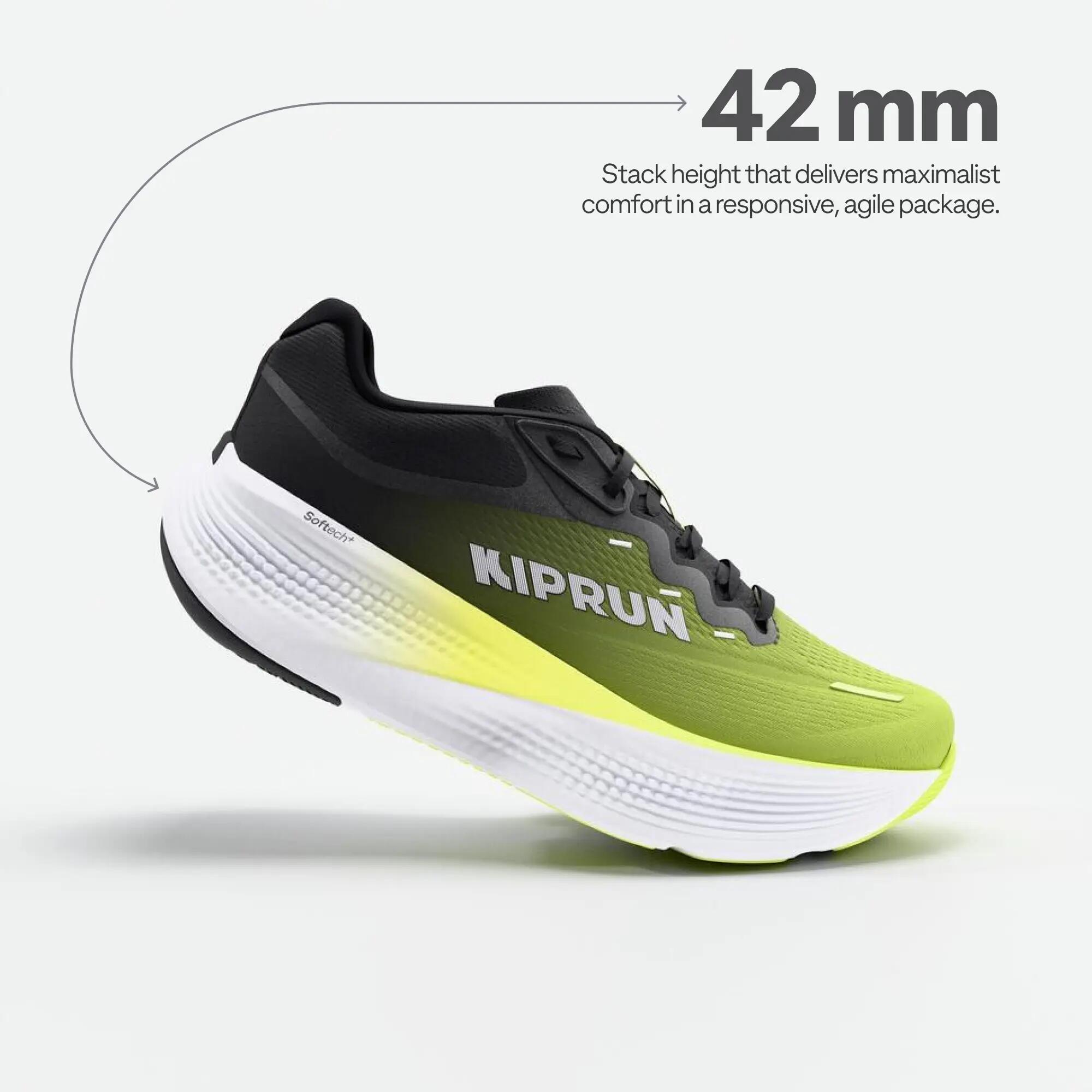 Men Road Running Max Cushion Shoes, Kiprun Kipride - Black/Yellow -  3