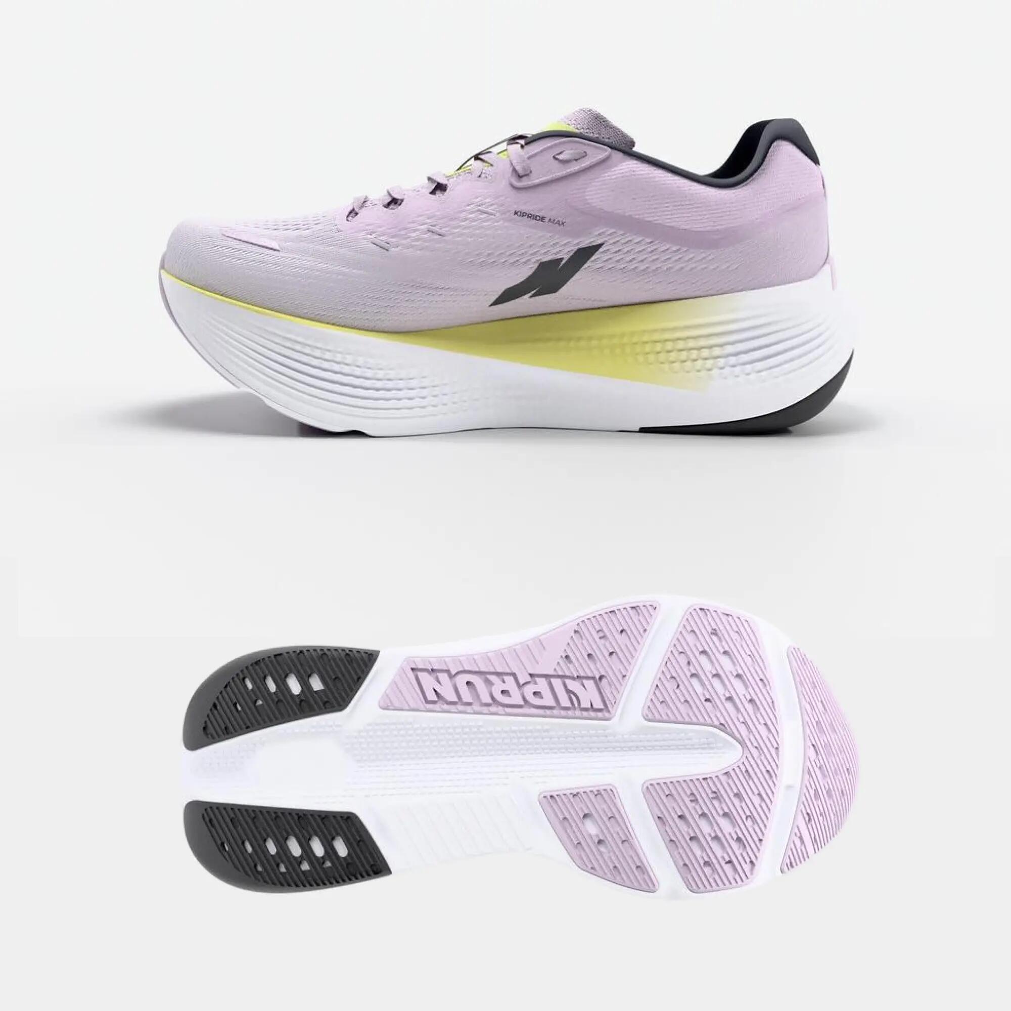 Women Road Running Max Cushion Shoes, Kiprun Kipride Max - Purple/Yellow -  4
