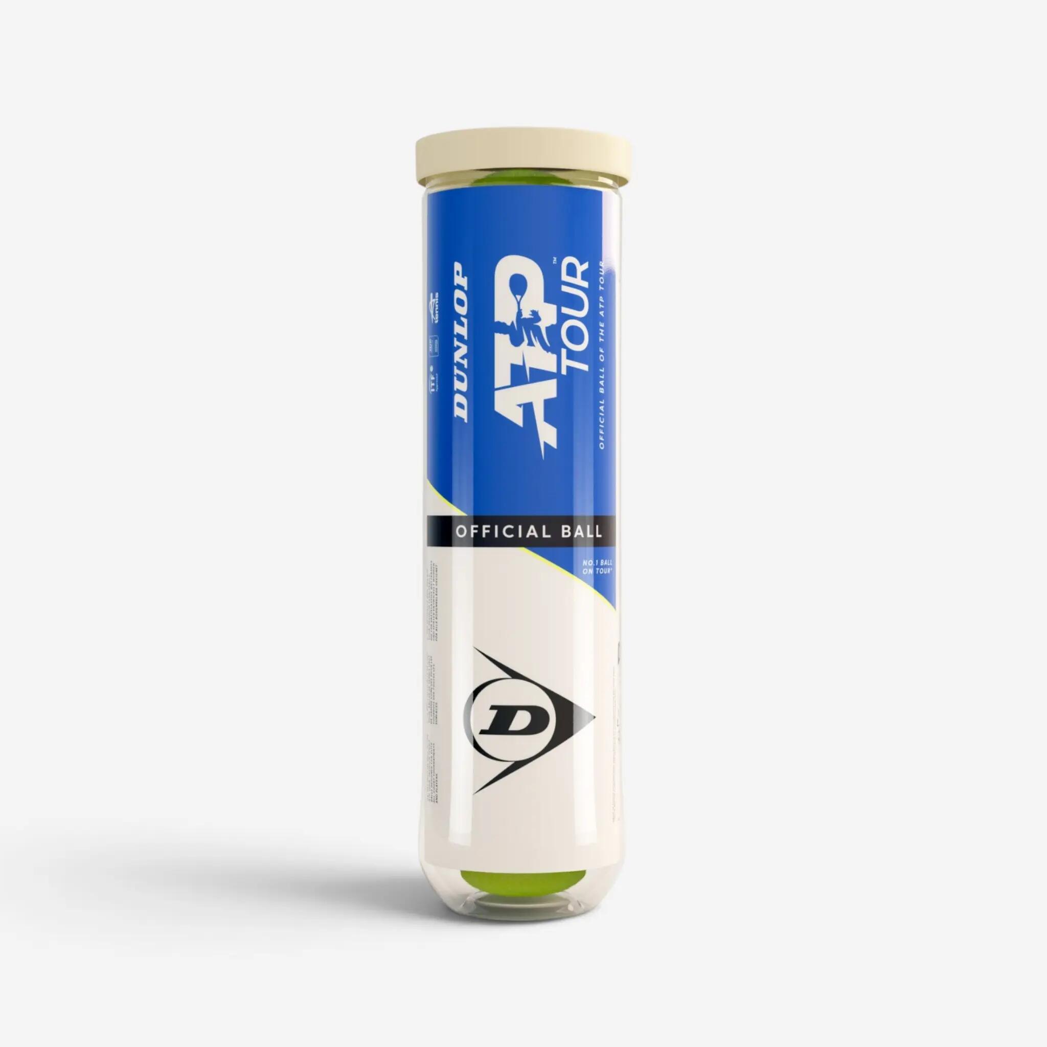 Balles de tennis Dunlop ATP tour jaune, carton de 18 tubes de 4 balles 3/3