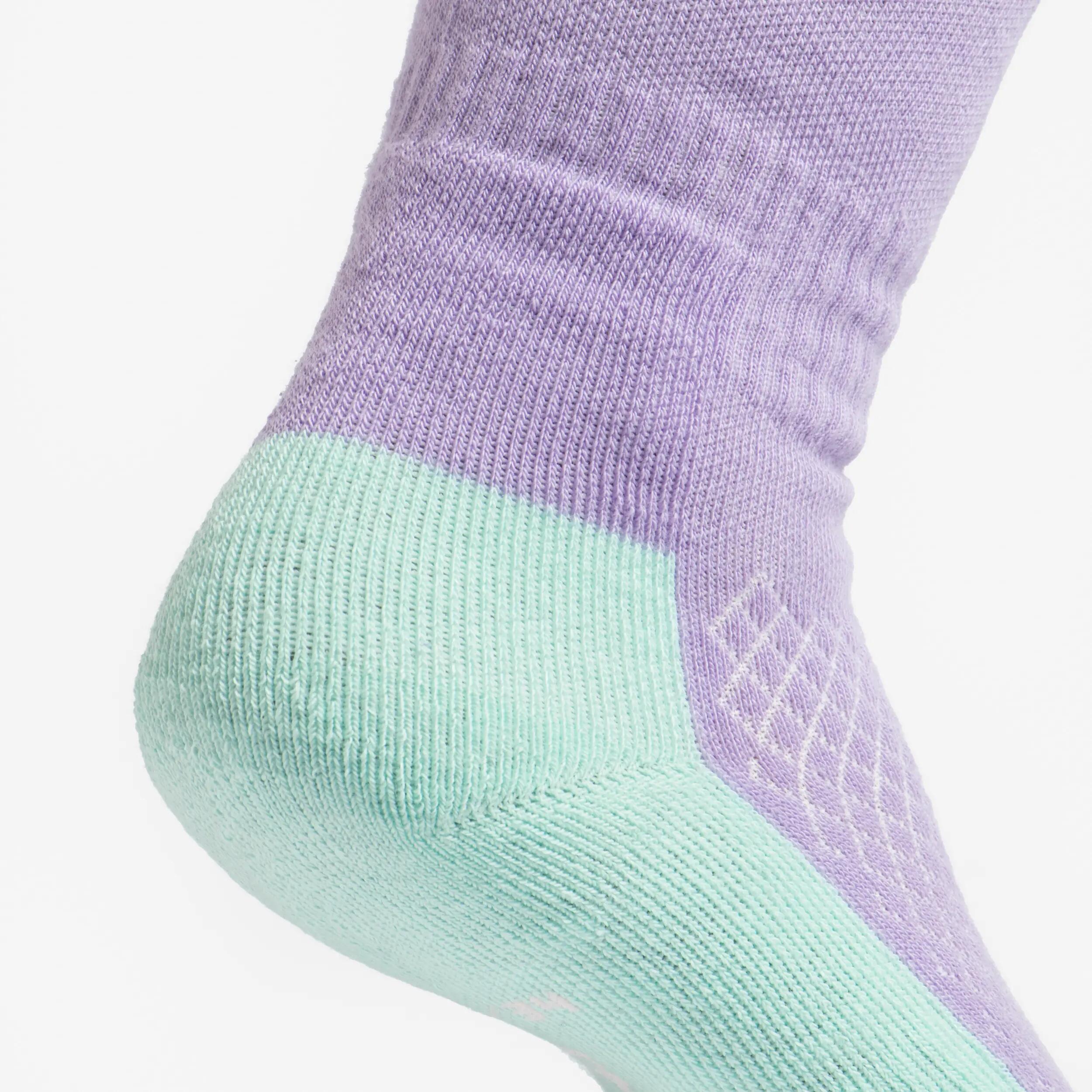 Calcetines Equitación 500 Niños Violeta Rosa Pastel 8/9