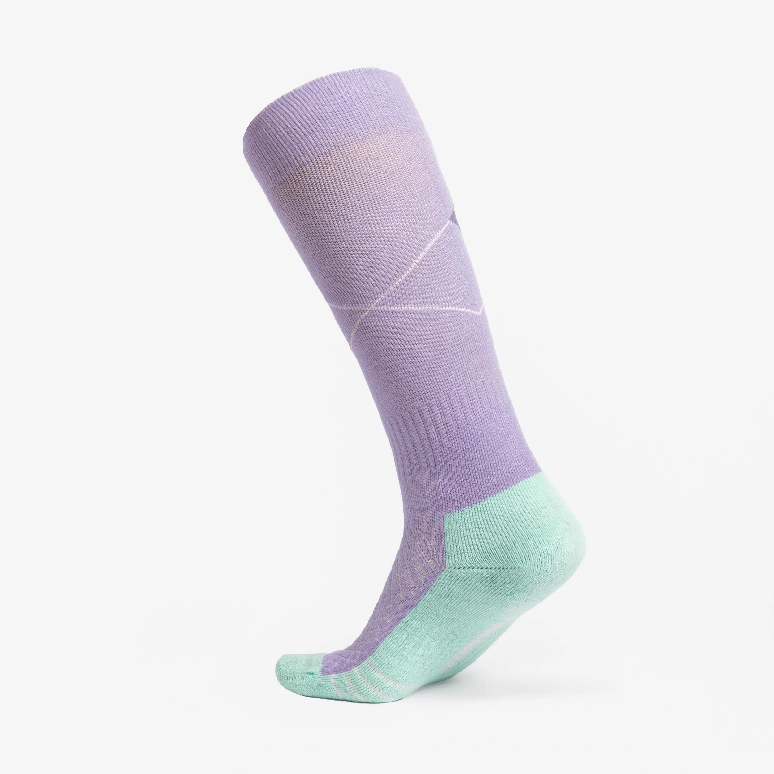 Calcetines Equitación 500 Niños Violeta Rosa Pastel 4/9