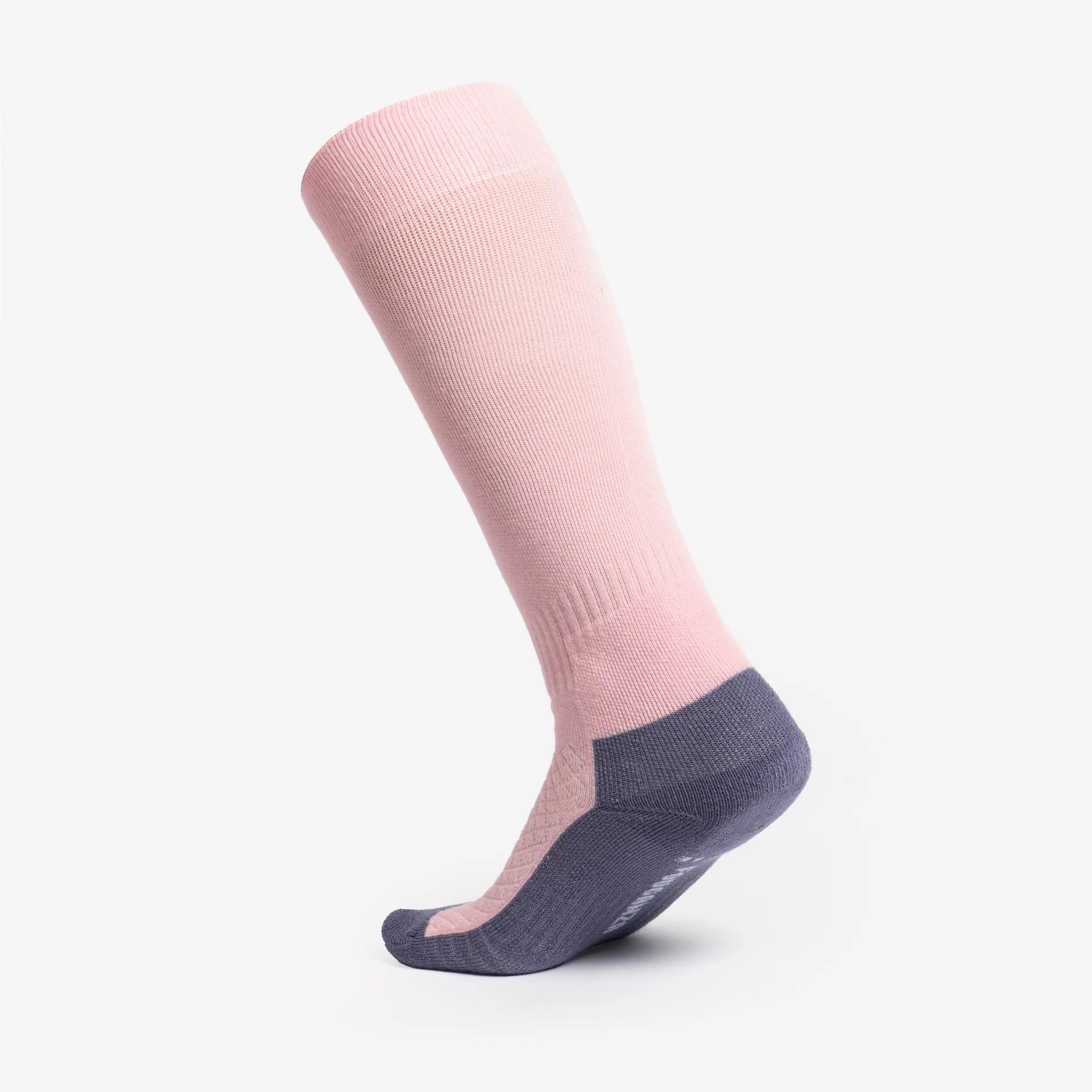 Calcetines Equitación 500 Niños Violeta Rosa Pastel 5/9