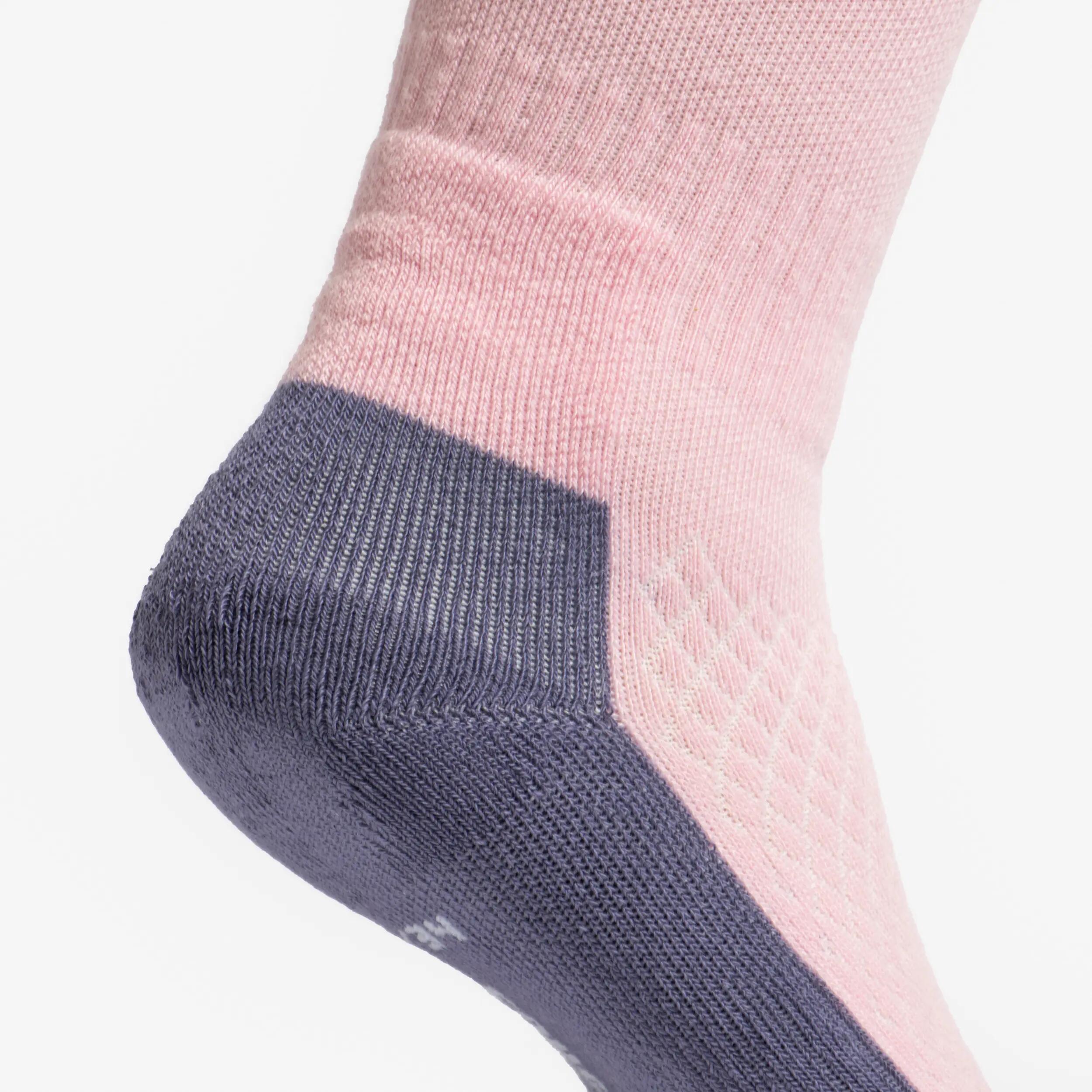 Calcetines Equitación 500 Niños Violeta Rosa Pastel 9/9