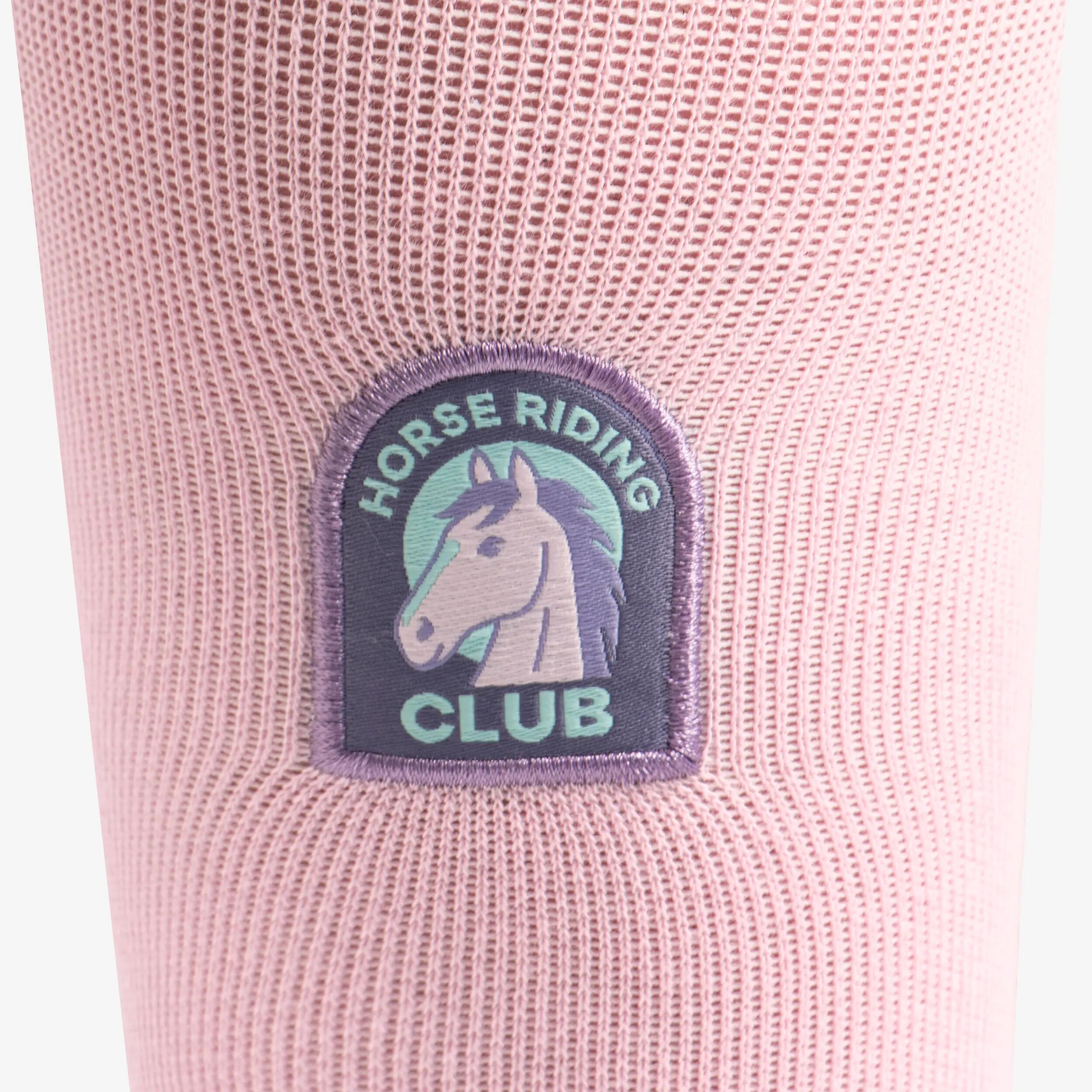 Calcetines Equitación 500 Niños Violeta Rosa Pastel 3/9