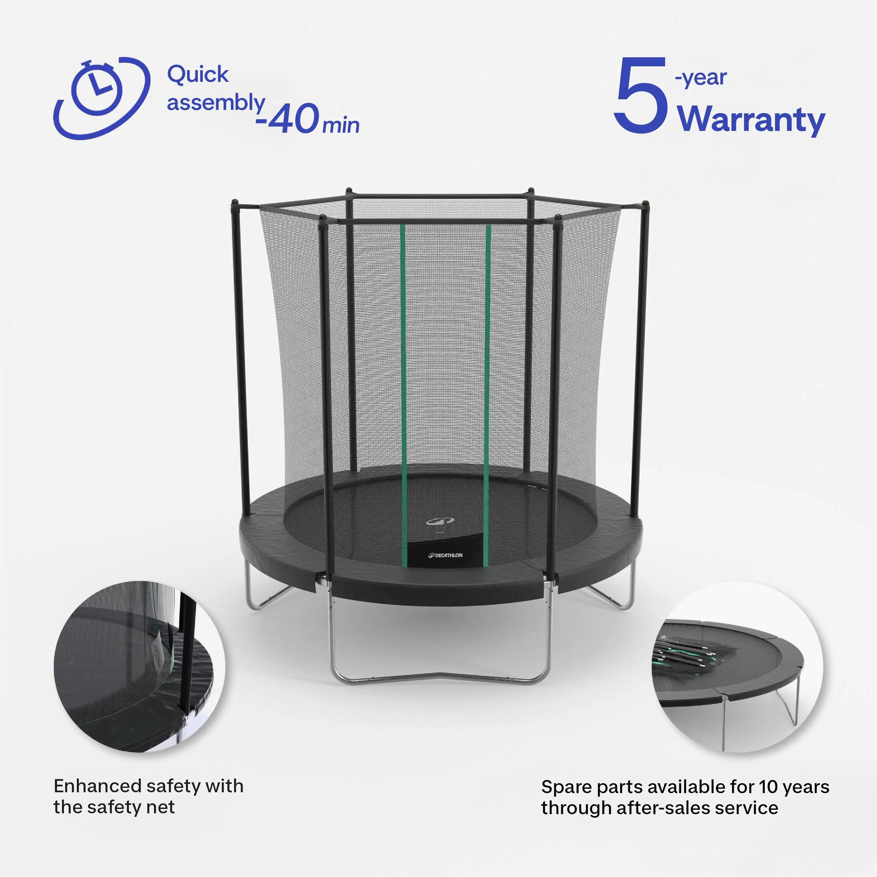 Trampolín con red de seguridad y montaje sin herramientas 240 12/28
