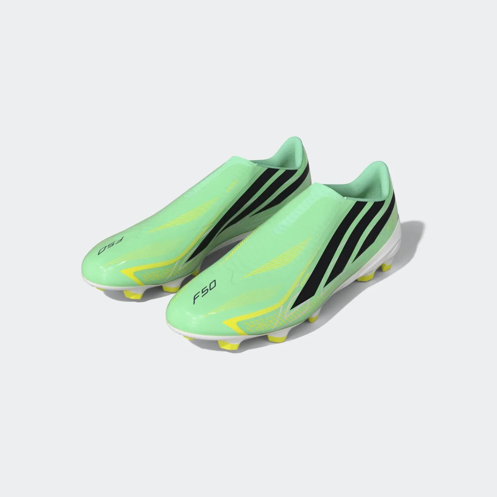Scarpe calcio adulto F50 HYPERFAST LEAGUE senza lacci FG/MG verdi 12/18