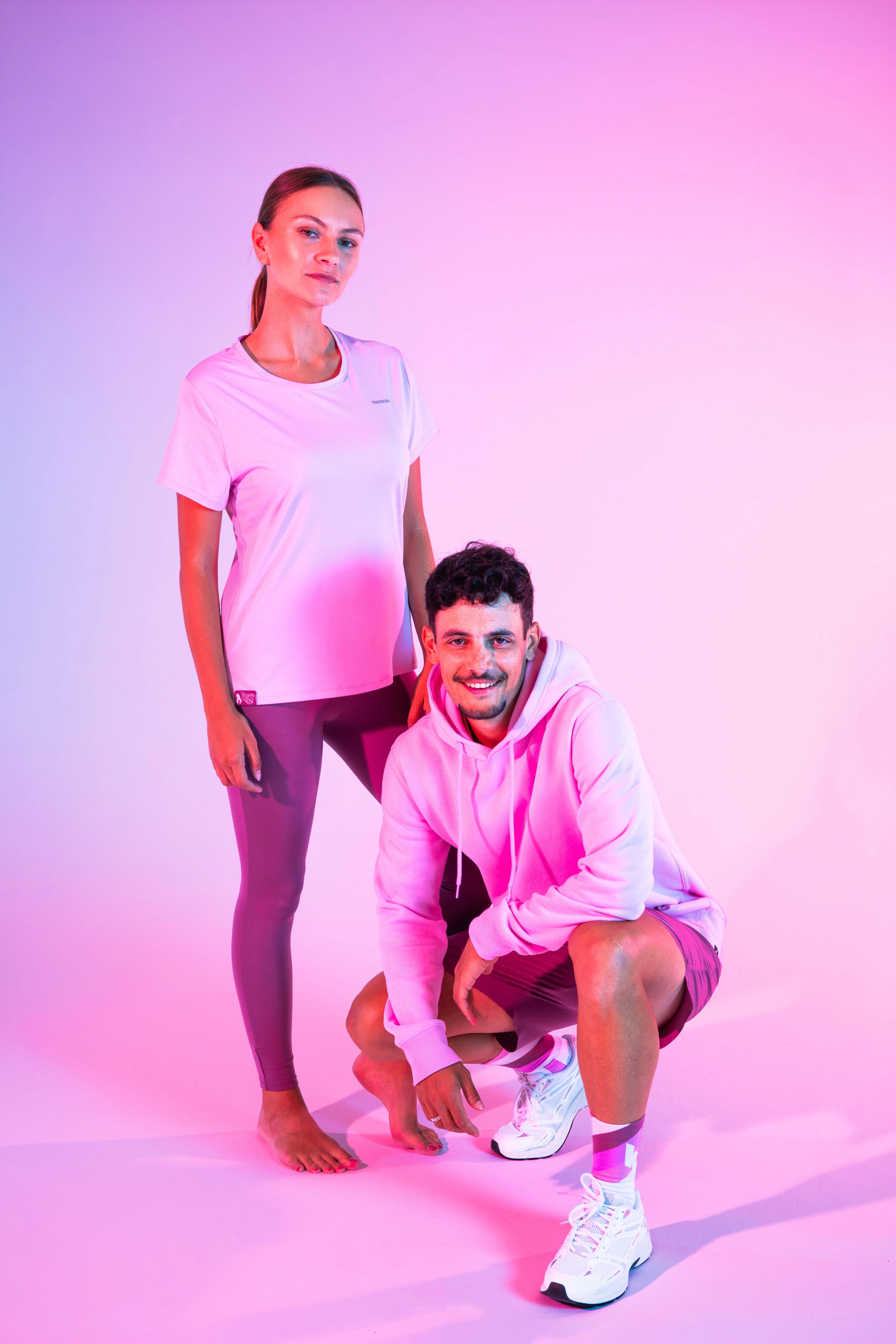 Chaussettes running adulte, Bougeons en Rose 14/16