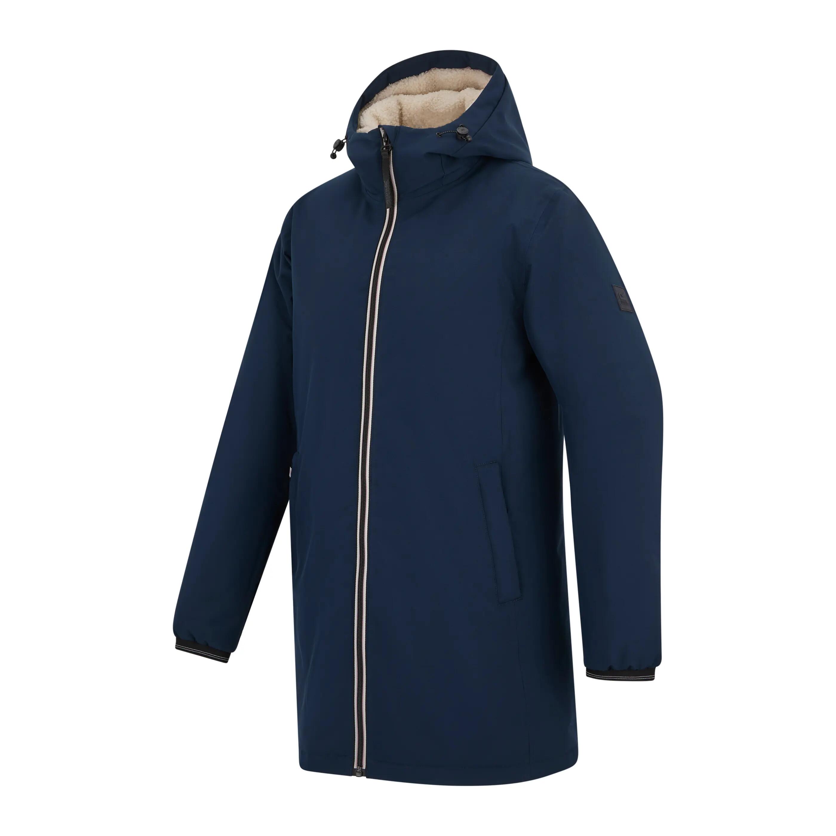 veste longue sherpa chaude et imperméable pour femme bleu marine 1/3