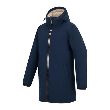veste longue sherpa chaude et imperméable pour femme bleu marine