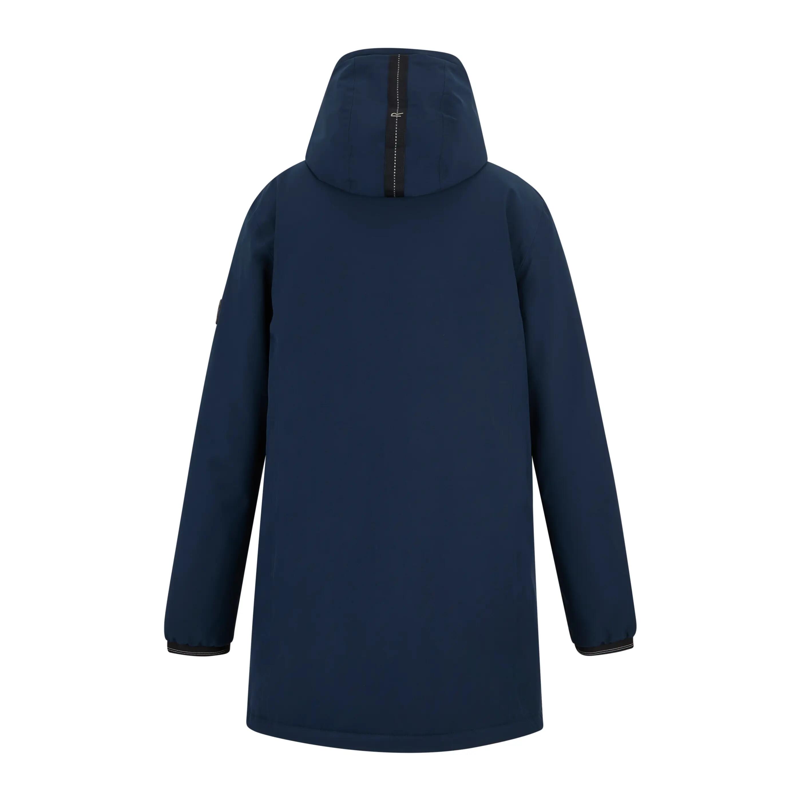 veste longue sherpa chaude et imperméable pour femme bleu marine 2/3