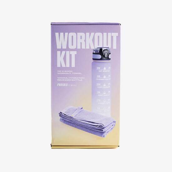 Pack fitness avec gourde 1L et serviette, violet