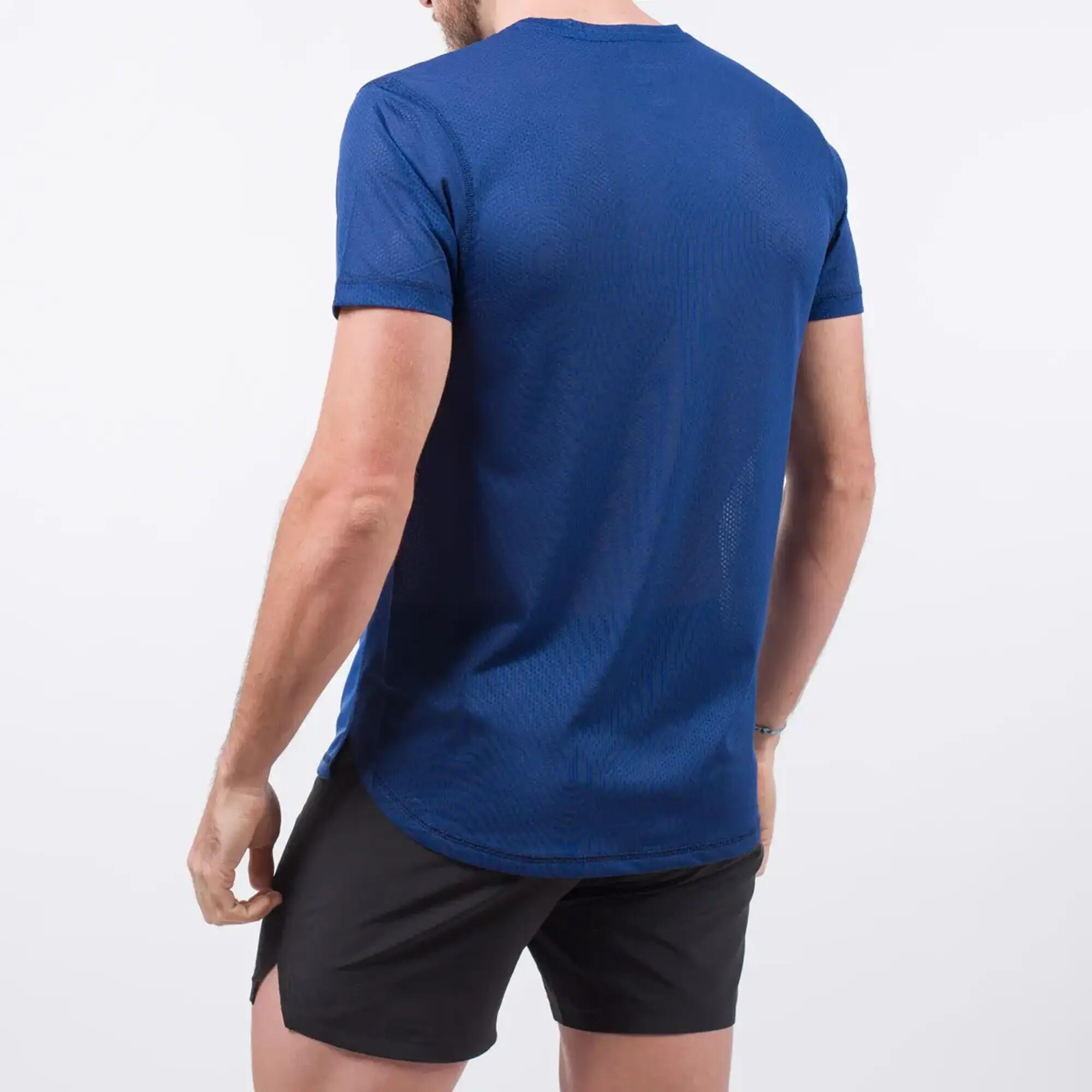 Camiseta Running Reciclada hombre 42K Dual Flow Azul Marino 3/4