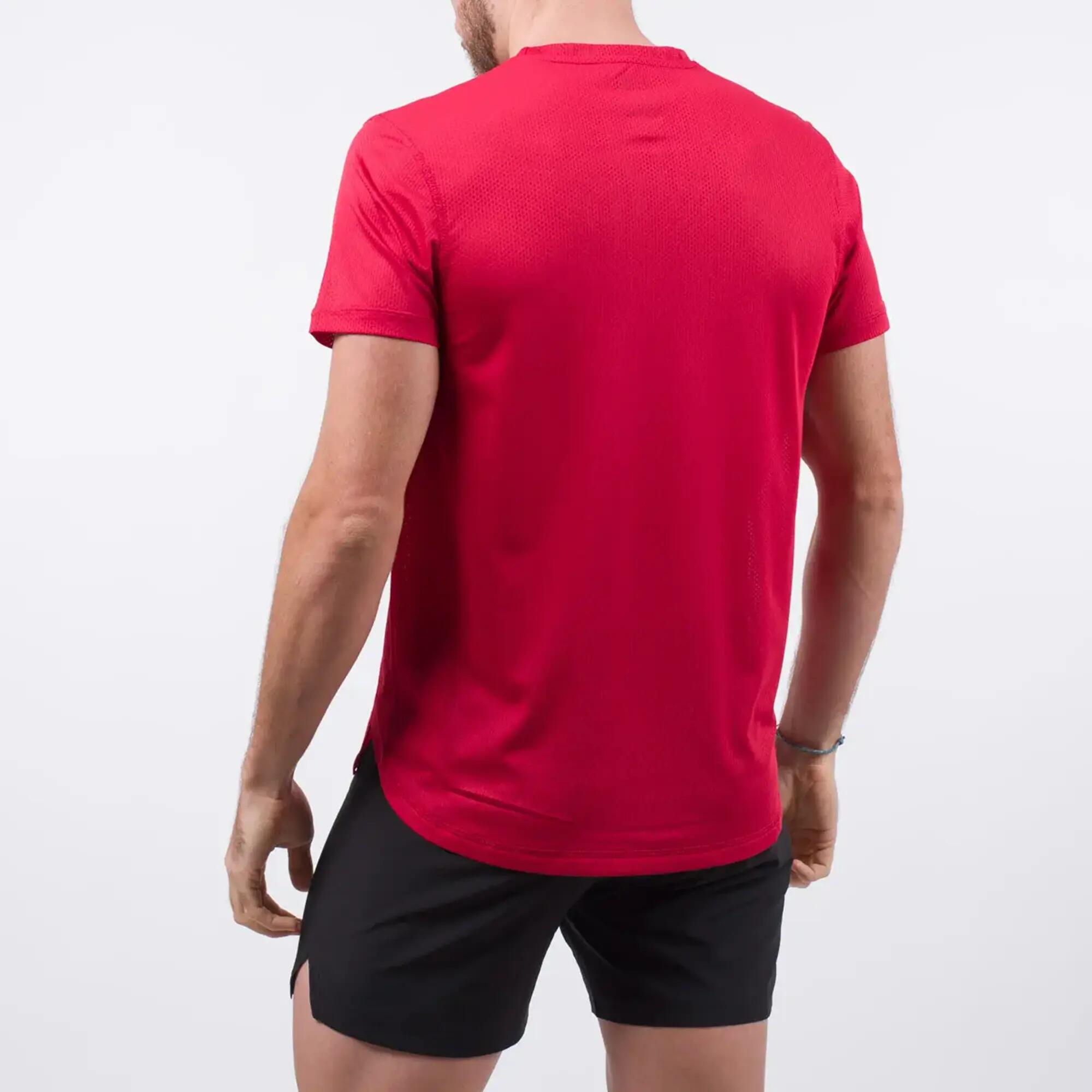 Camiseta Running Reciclada Hombre 42K Dual Flow Roja 3/4