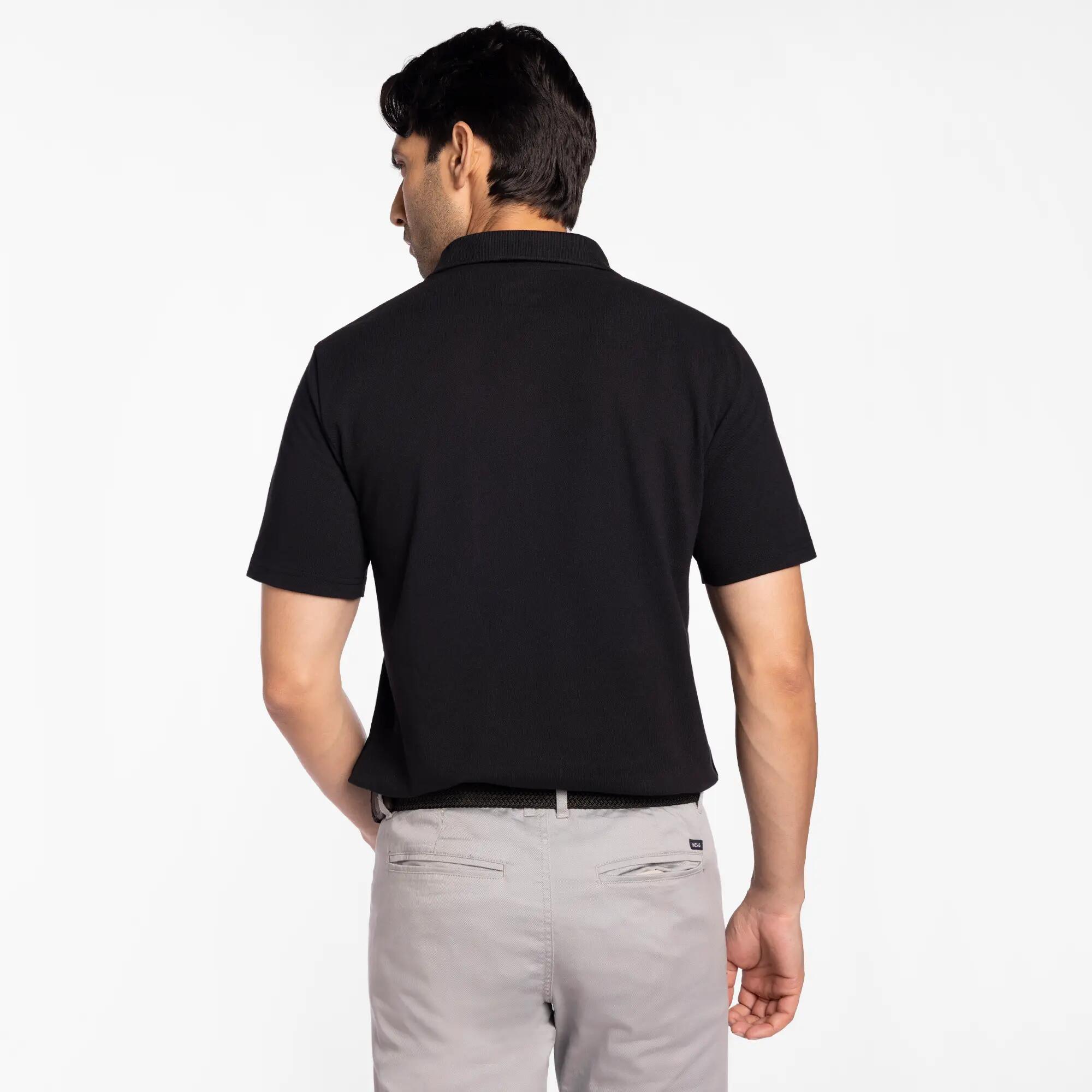 Men’s golf cotton short sleeve polo shirt, MW50 Black -  4
