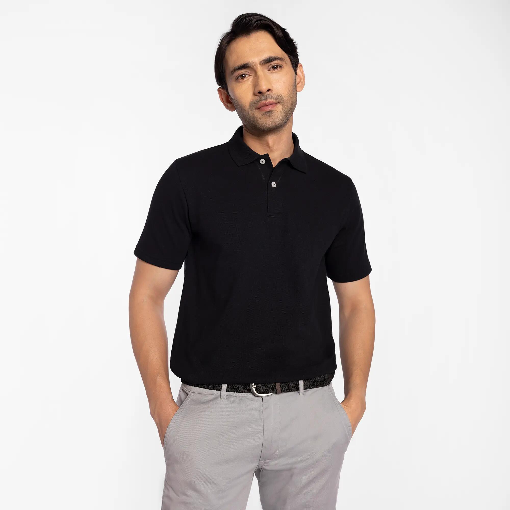 Men’s golf cotton short sleeve polo shirt, MW50 Black -  1