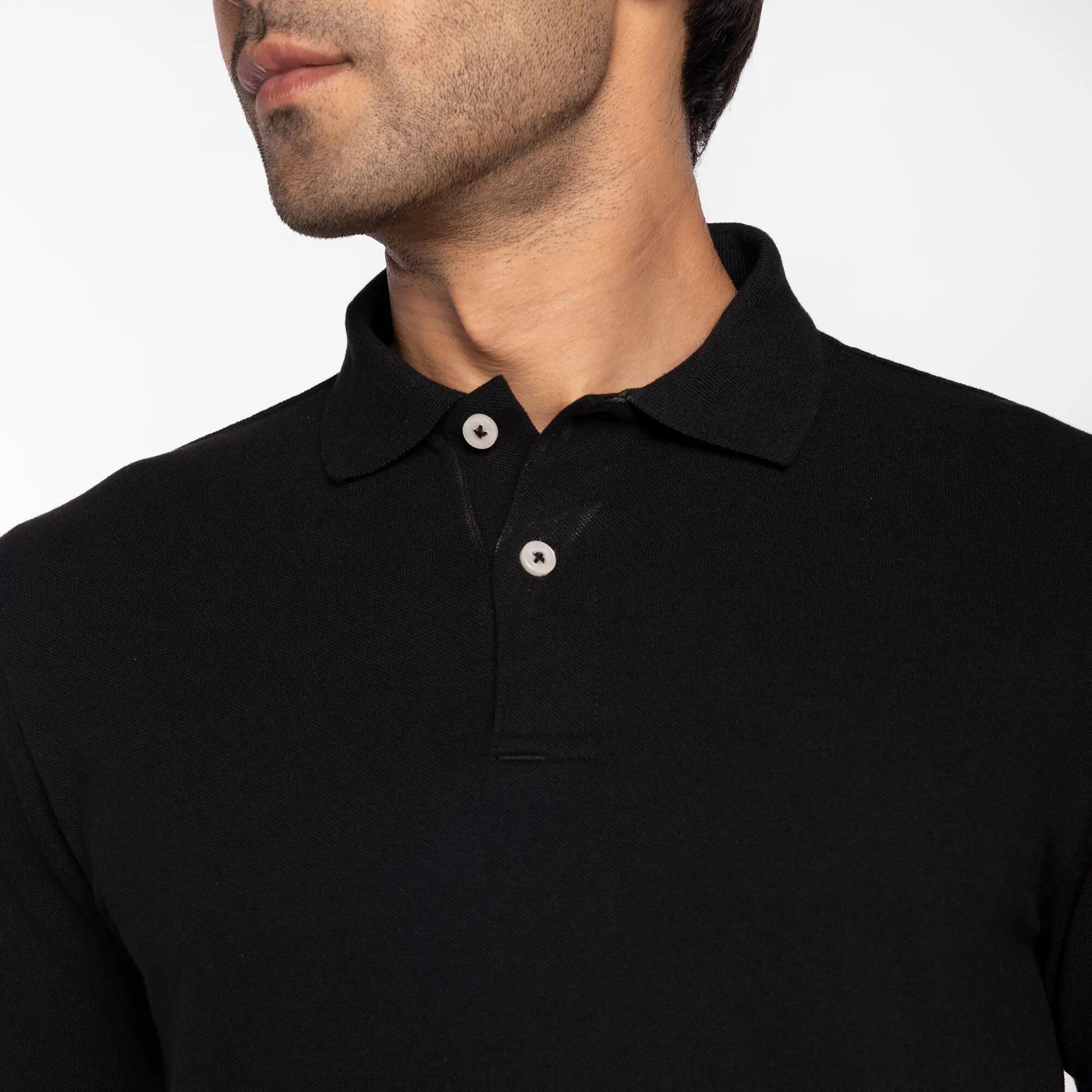 Men’s golf cotton short sleeve polo shirt, MW50 Black -  3