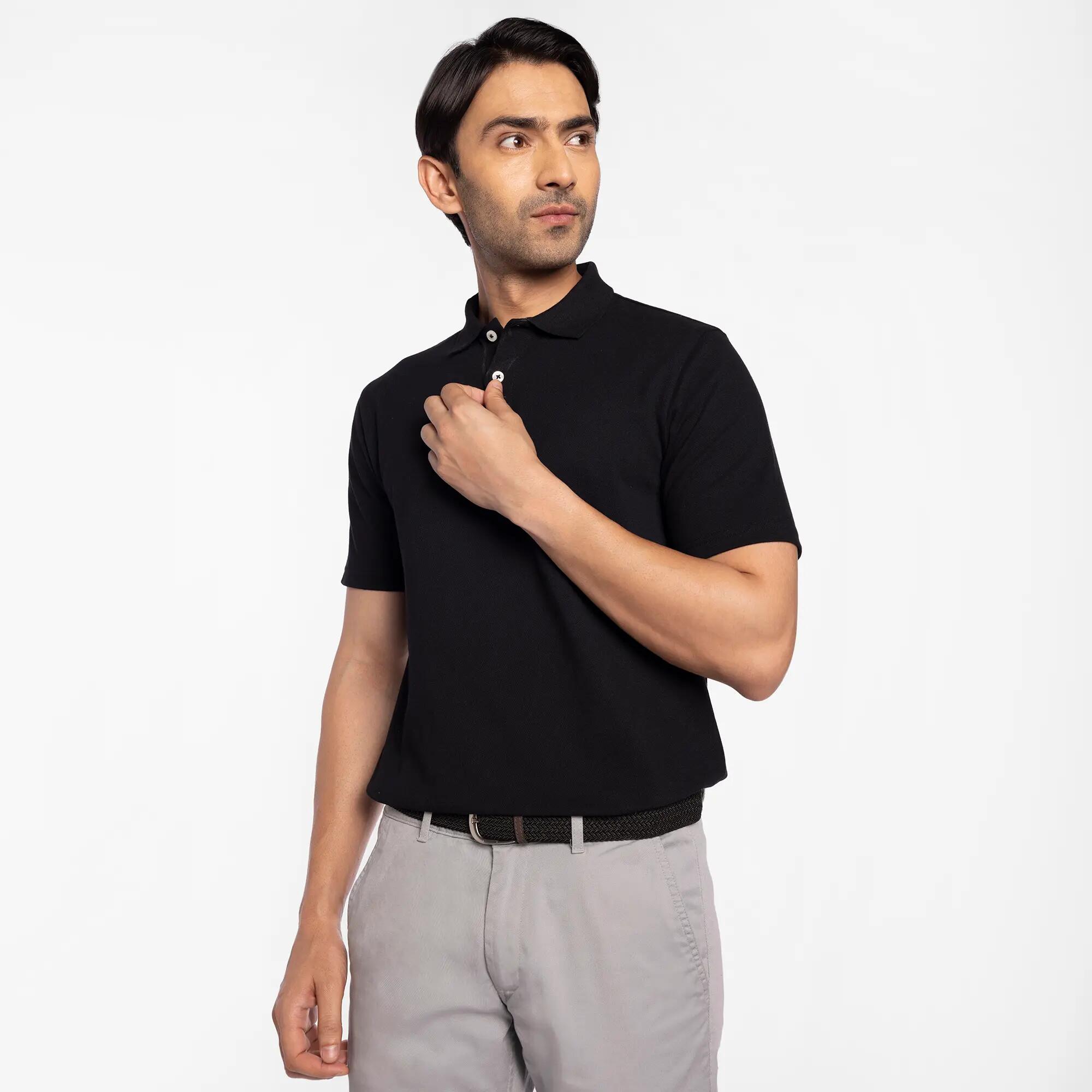 Men’s golf cotton short sleeve polo shirt, MW50 Black -  2