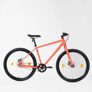 Rockrider EXPLORE 20 High Frame Single-Speed Mountain Bike, Mechanical Disc Brake, 27.5" Wheels - Flame Orange