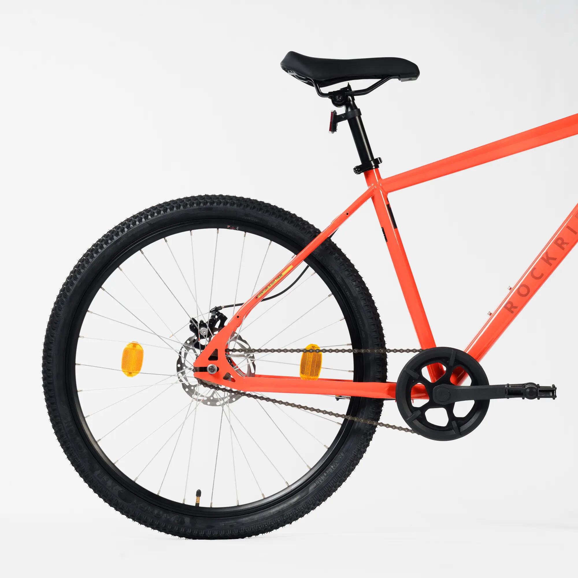 Rockrider EXPLORE 20 High Frame Single-Speed Mountain Bike, Mechanical Disc Brake, 27.5" Wheels - Flame Orange -  4
