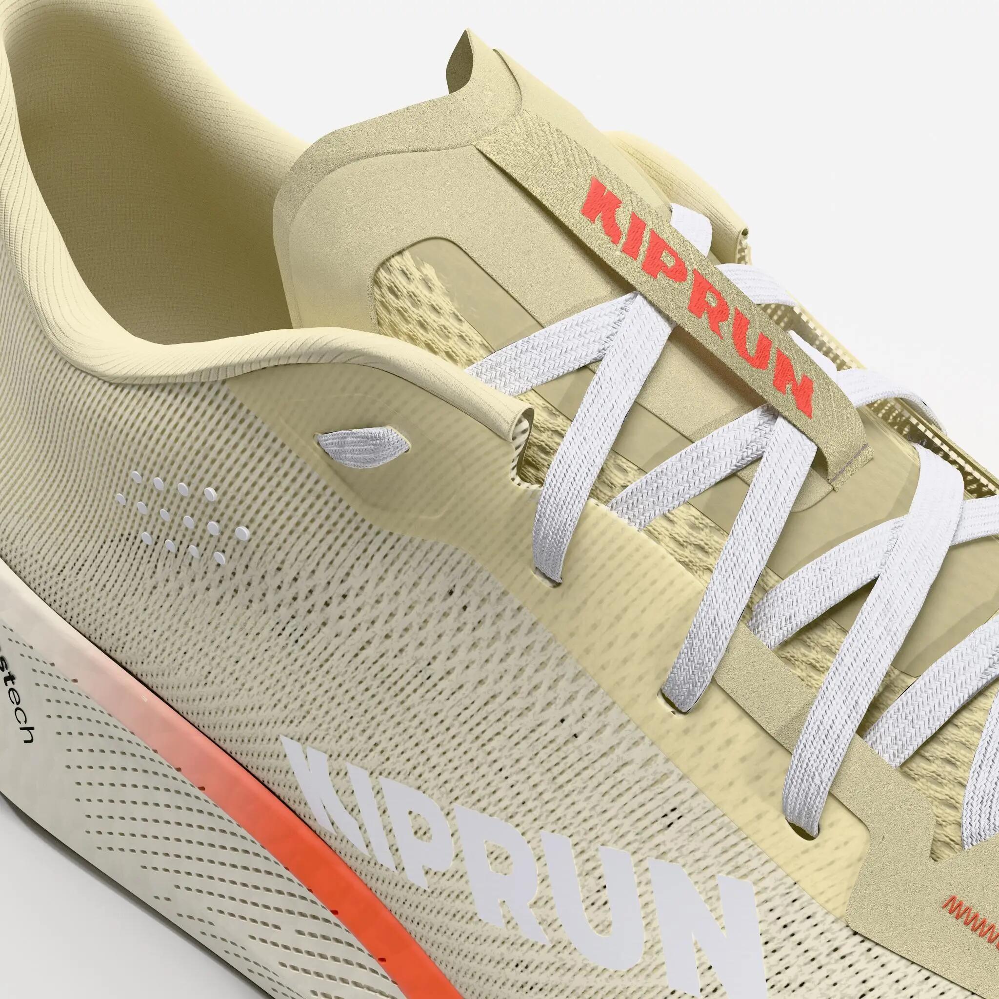 Zapatillas running carretera mujer, Kiprun Kipride amarillo  7/9
