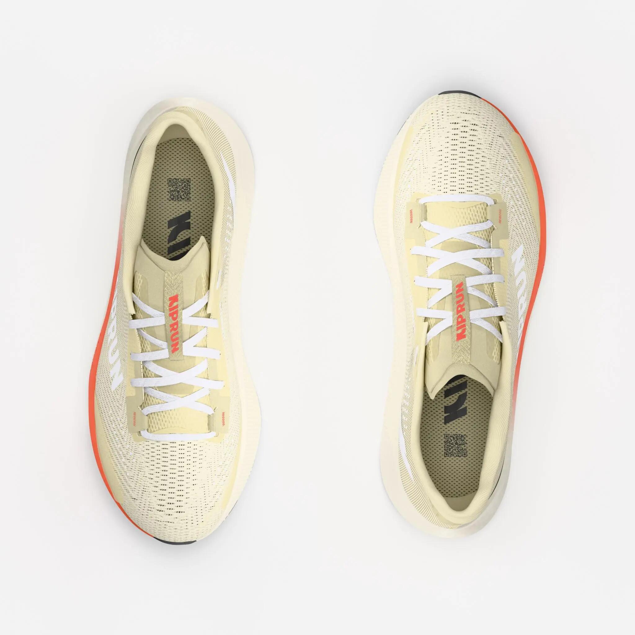 Zapatillas running carretera mujer, Kiprun Kipride amarillo  6/9