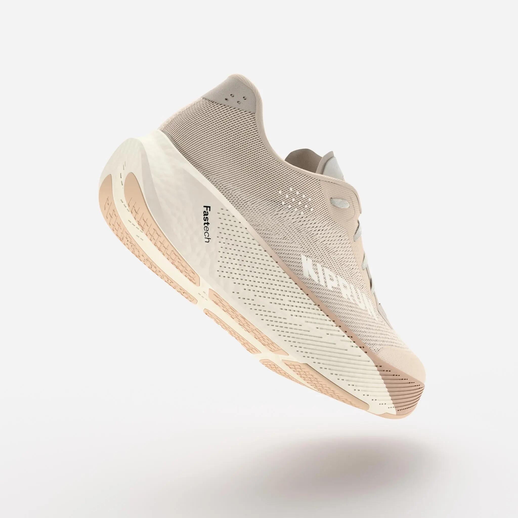 Zapatillas running carretera mujer, Kiprun Kipride beige 3/7
