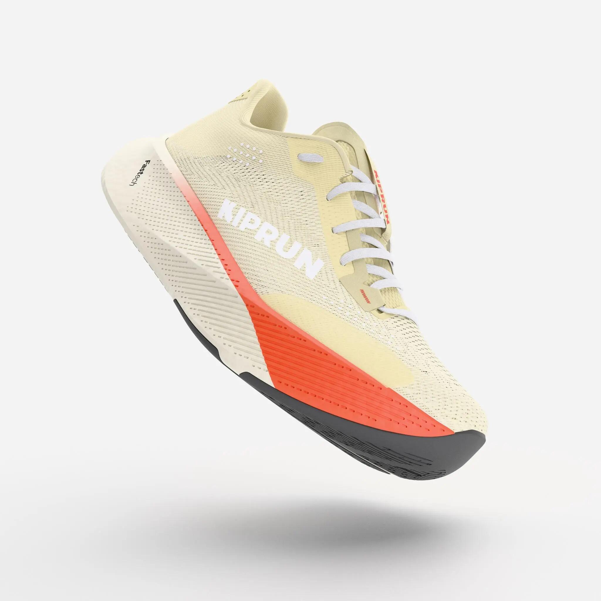 Zapatillas running carretera mujer, Kiprun Kipride amarillo  4/9