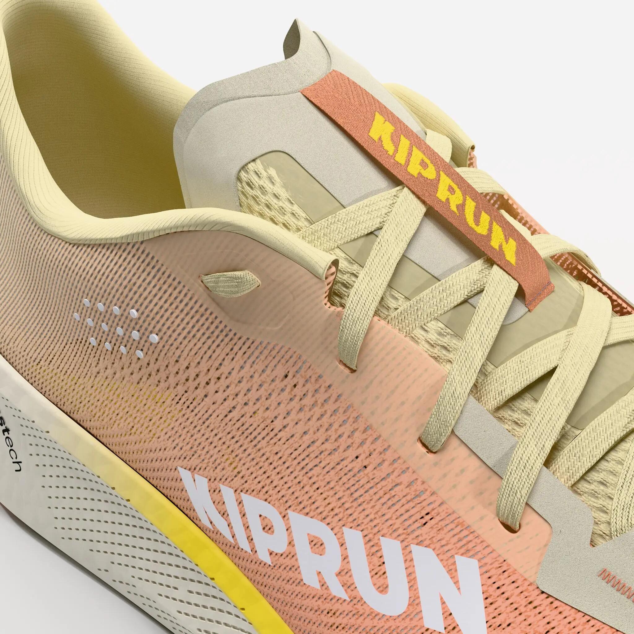 Chaussures de running route femme, Kiprun Kipride jaune 10/15