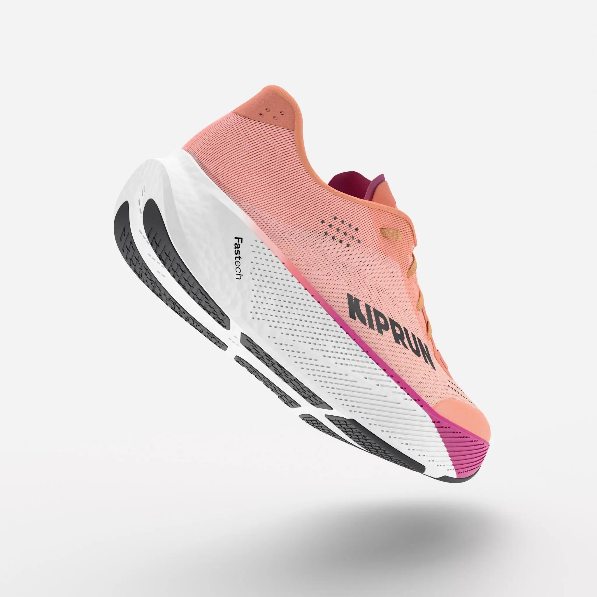 Chaussures running route femme, Kiprun Kipride Pomelo 4/12