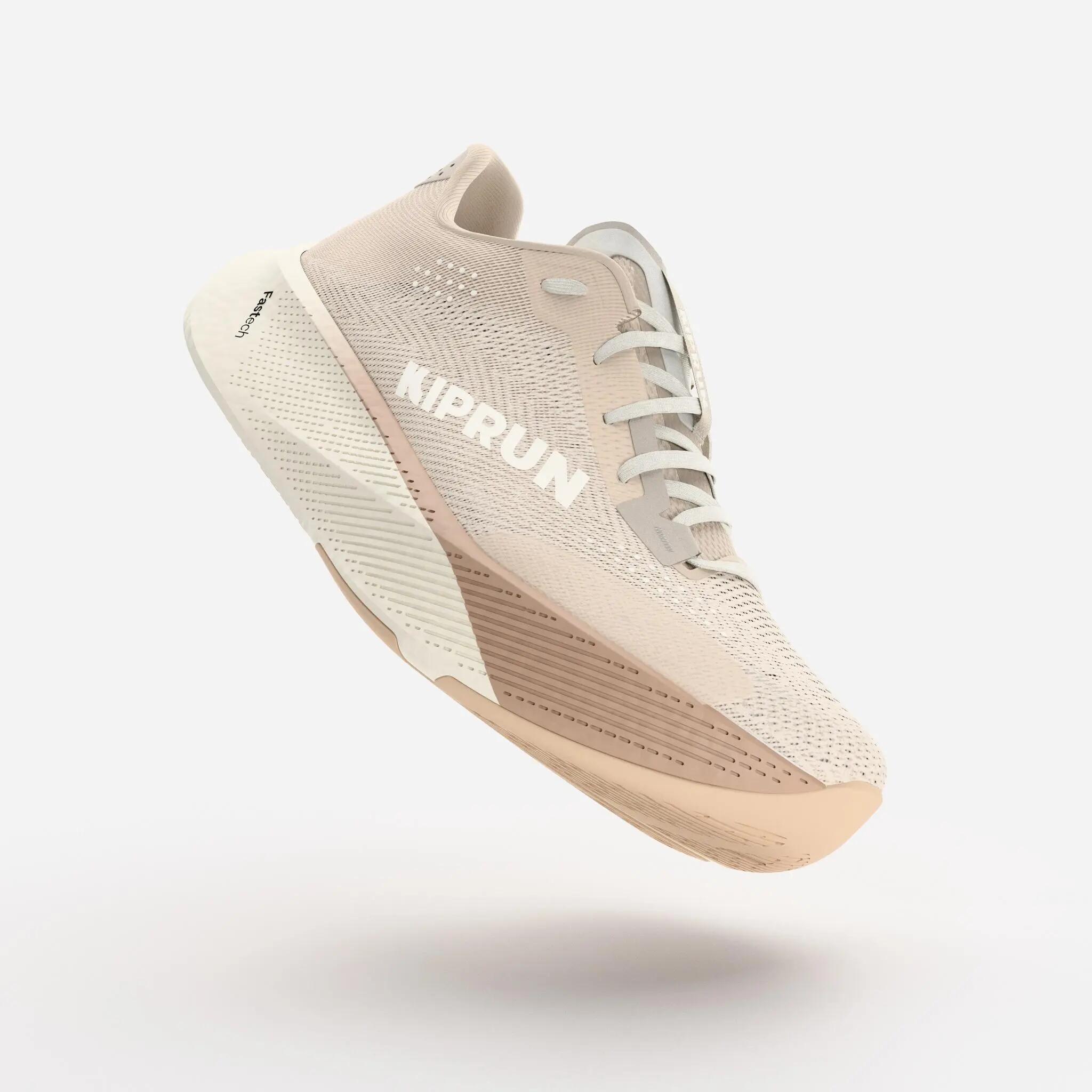 Zapatillas running carretera mujer, Kiprun Kipride beige 4/7