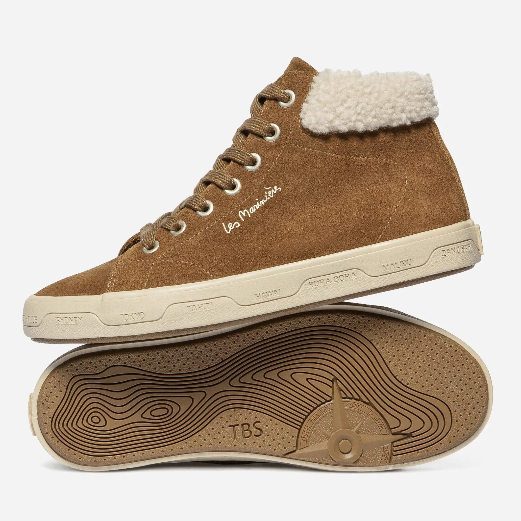 TBS Chaussure montante hiver cuir femme LAYALLI cognac 4/4