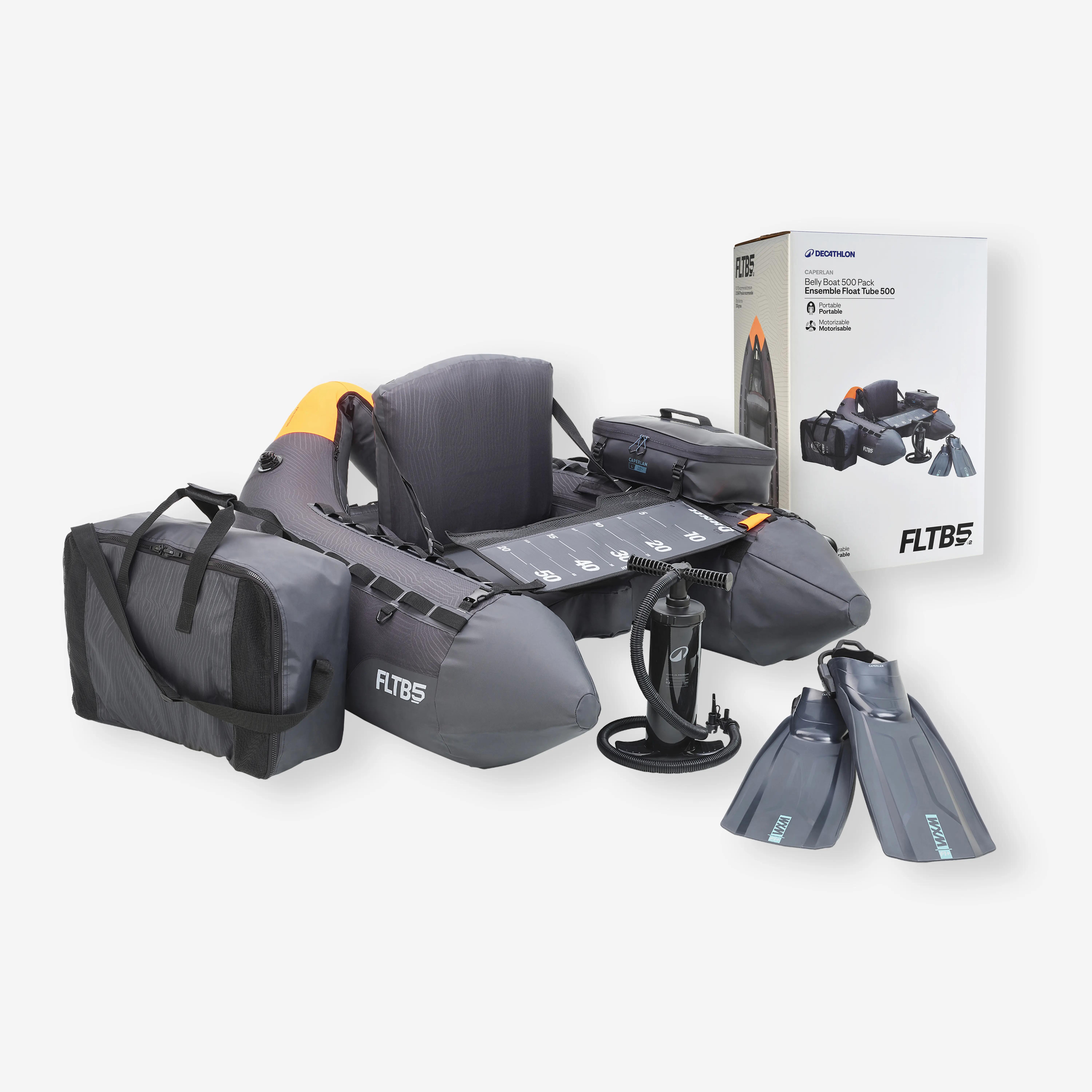 Set float tube + accesorii pescuit la răpitor FLTB 500 Gri/Portocaliu