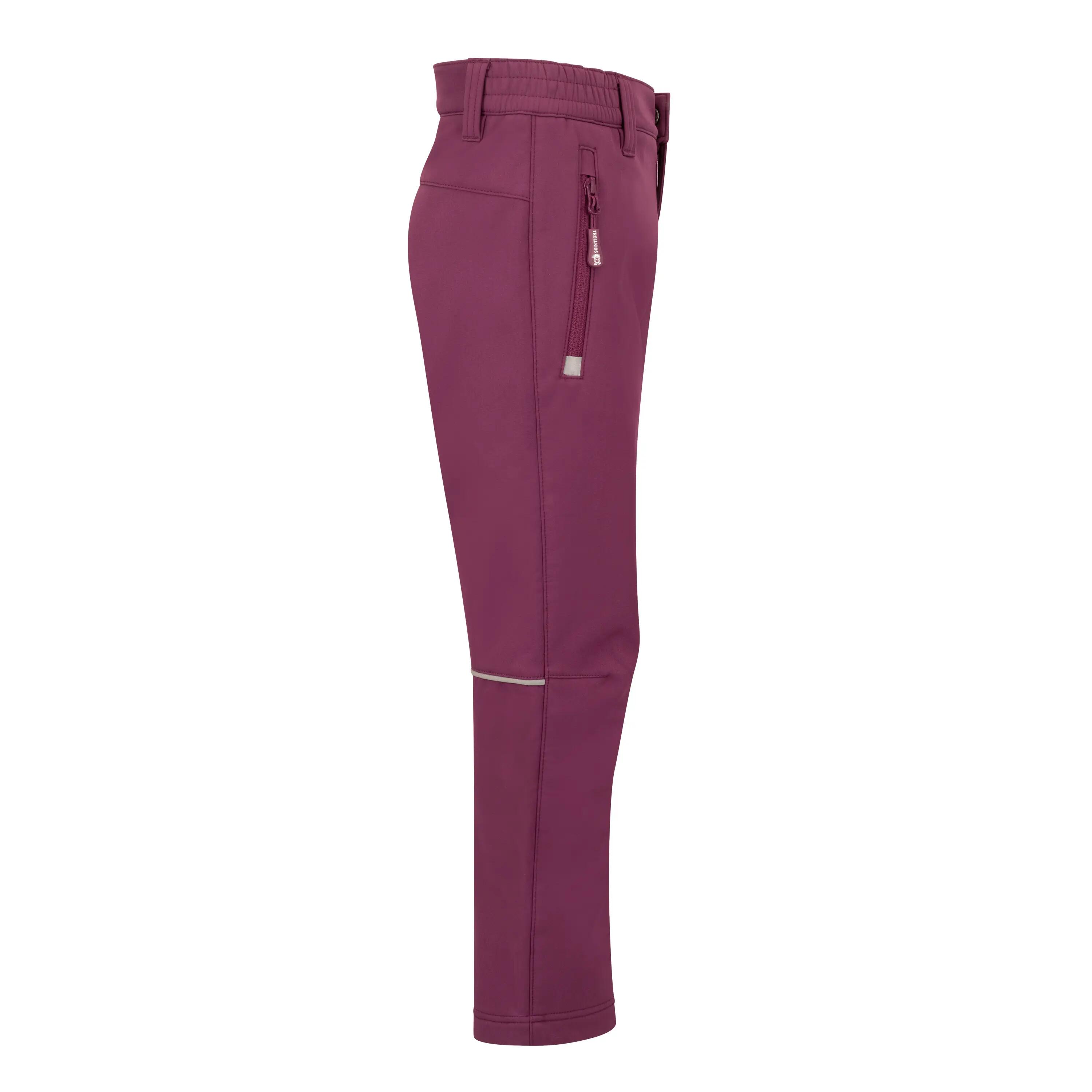 PANTALON SOFTSHELL DE RANDONNEE ENFANT 6 -14 ans , KIDSFJELL TROLLKIDS BORDEAUX 4/4