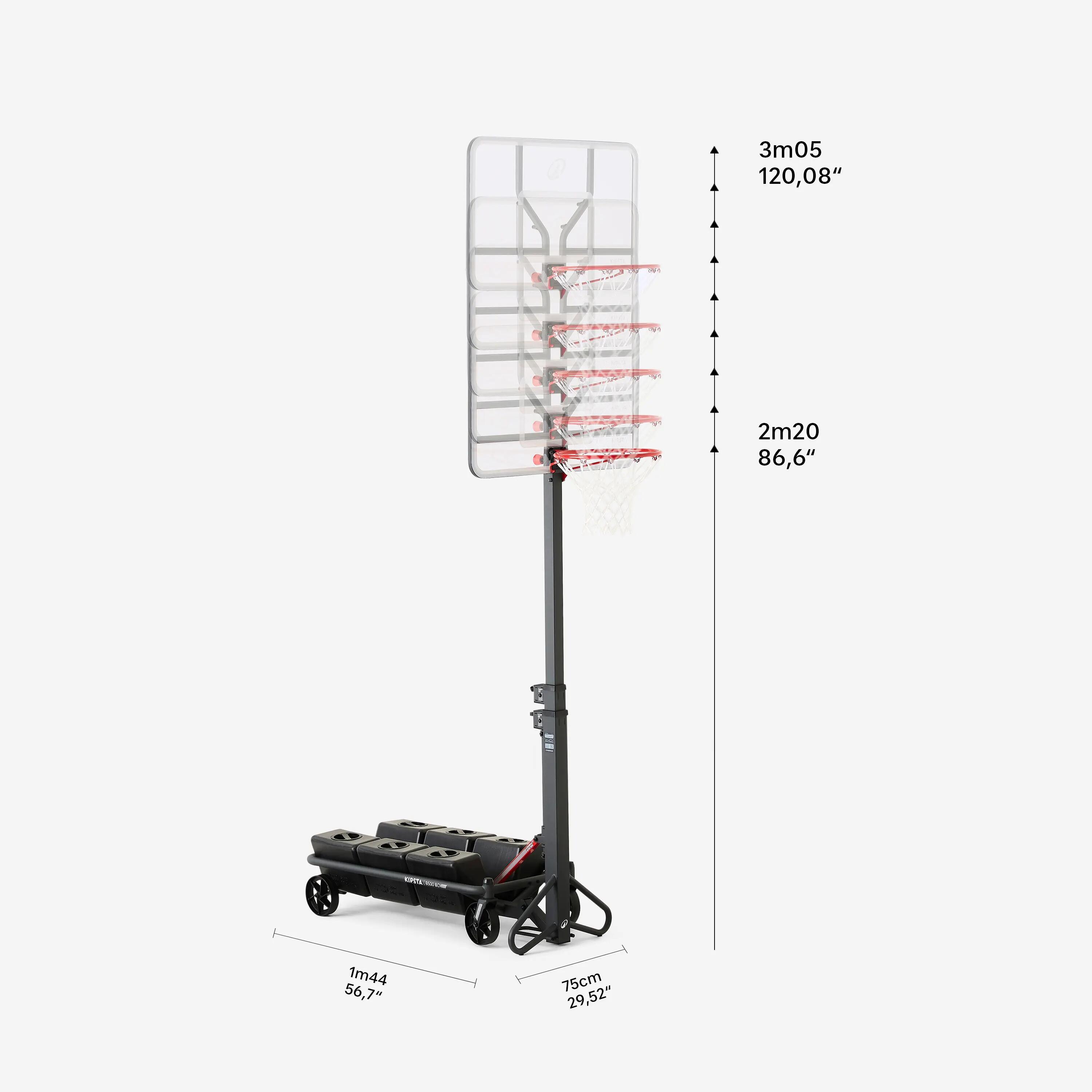 Kosárlabda palánk, 240 és 305 cm között állítható, összecsukható- B500 Easy Box 2/24