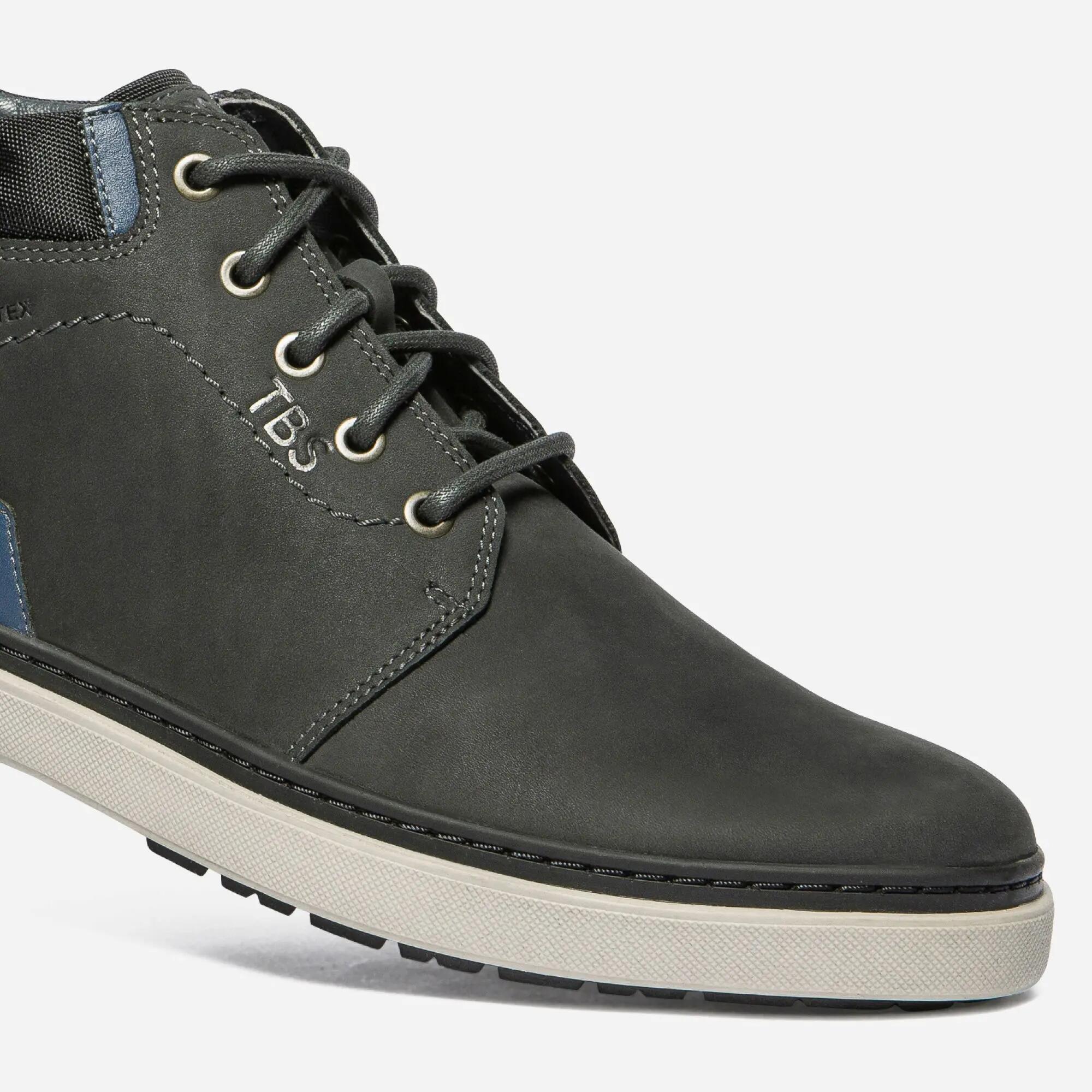 TBS Chaussure montante imperméable en cuir homme BERANGE grise 3/4