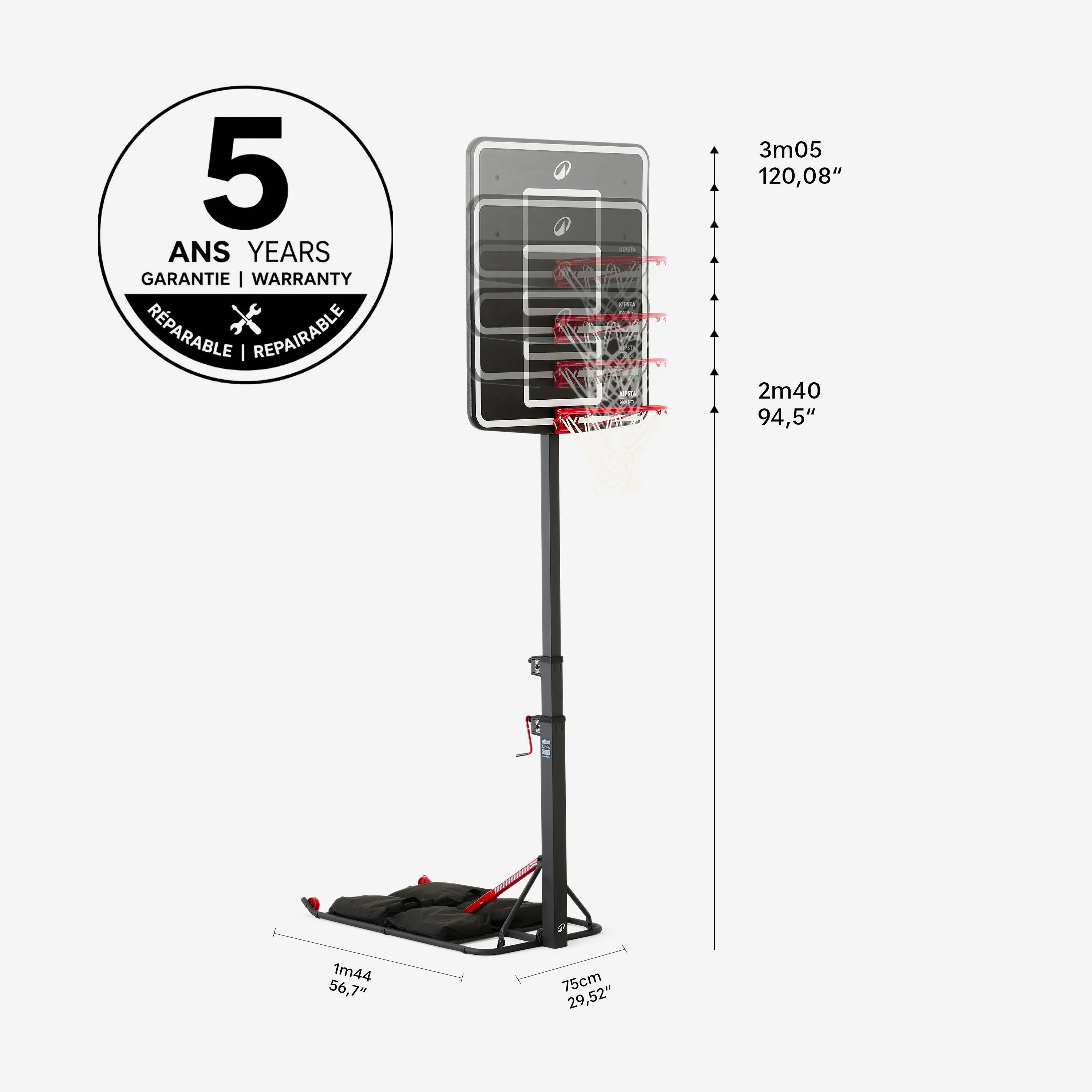 Kosárlabda palánk, 240 - 305 cm között állítható, összecsukható - B100 Easy Box 3/21