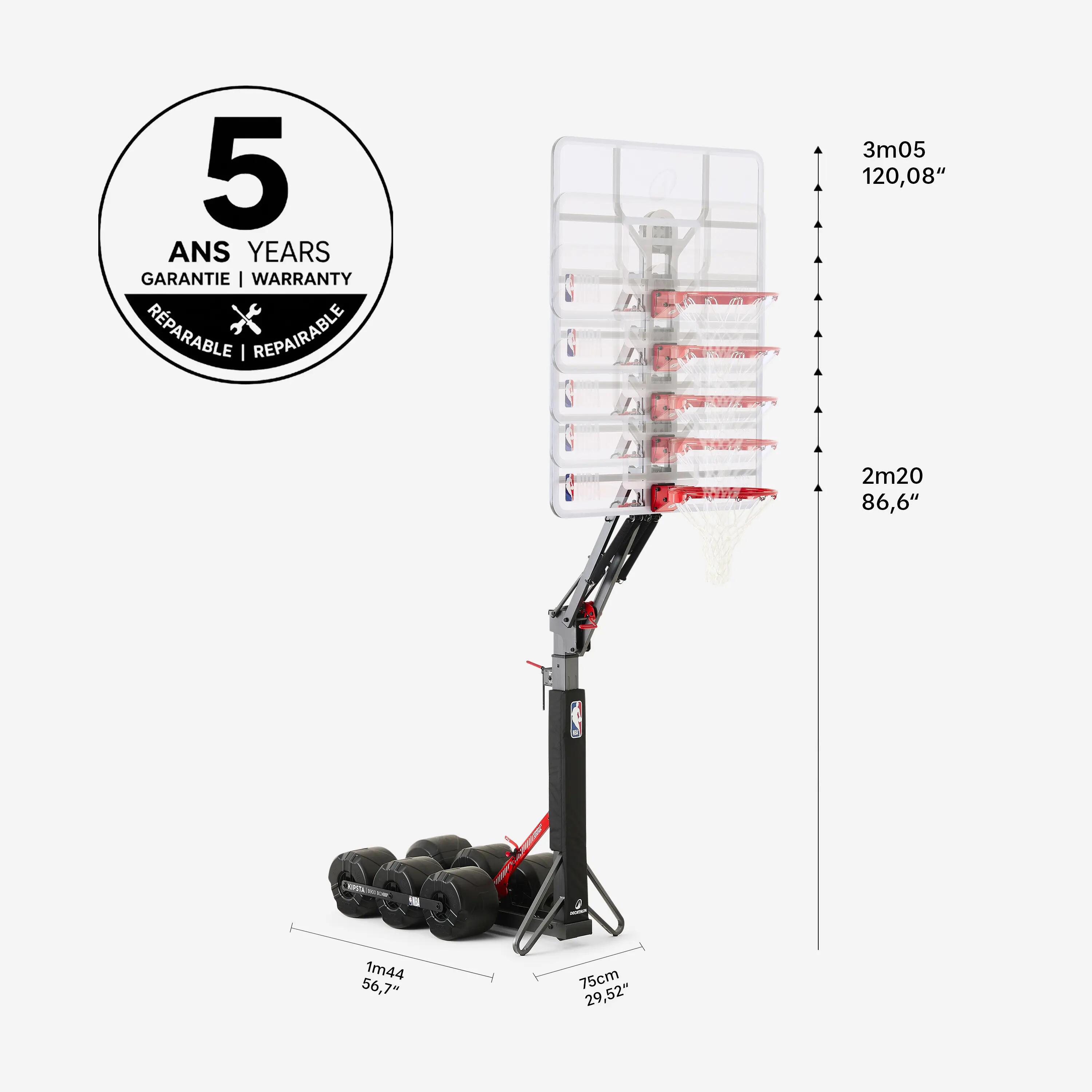 Kosárlabda palánk, állítható 210 - 305 cm, összecsukható - B900 Easy Box NBA 2/20