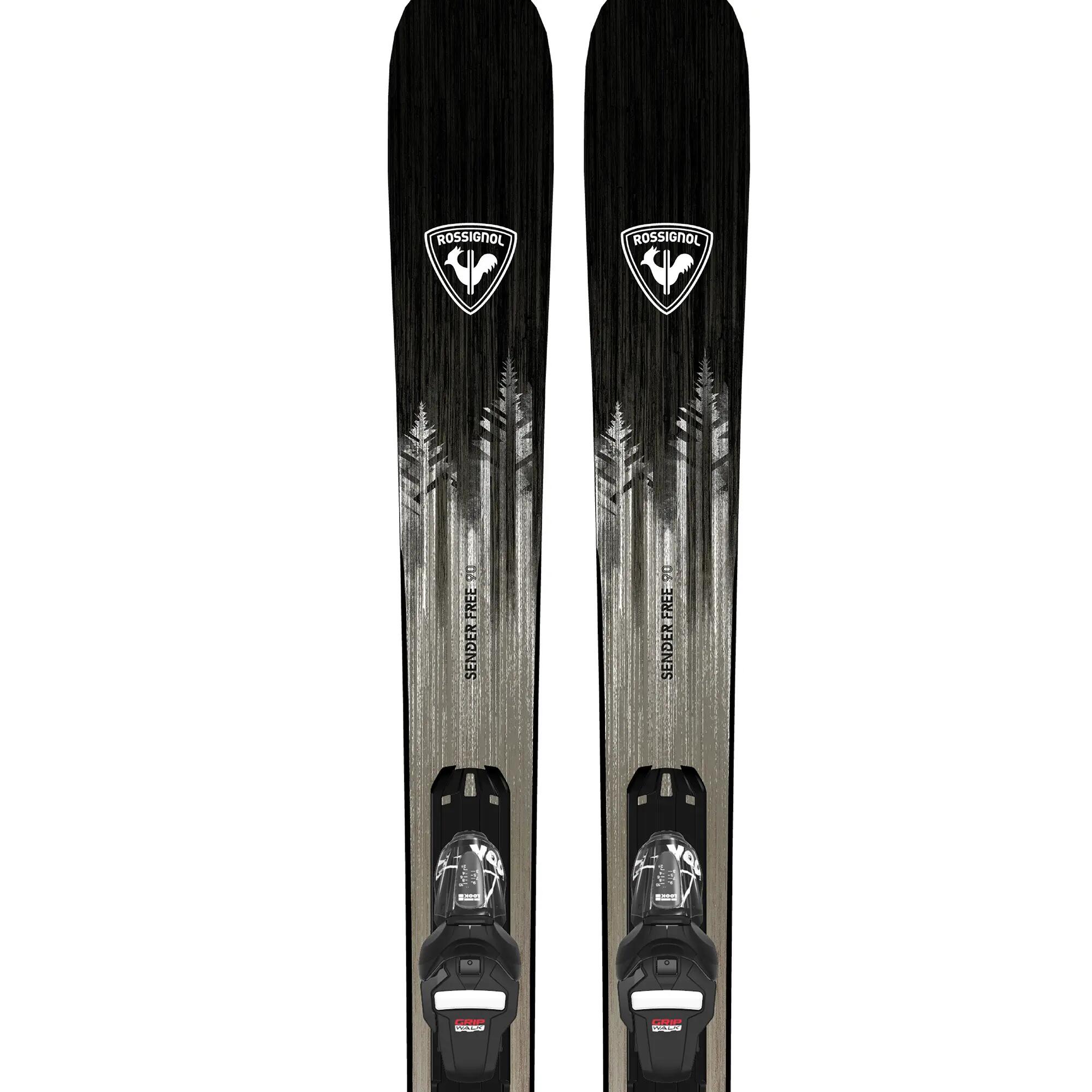 Ski Freeride/freestyle avec fixations, Rossignol Sender Free 90, beige et noir 3/4