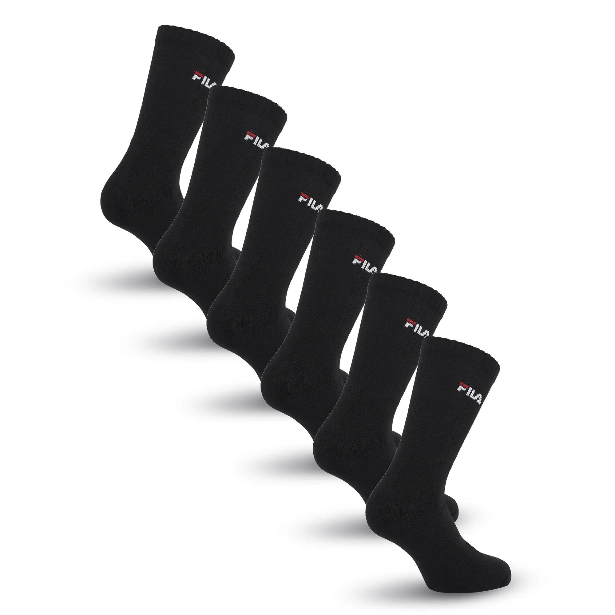 Chaussettes mi-hautes Fila Crew Socks noires  Lot de 6 paires 1/2