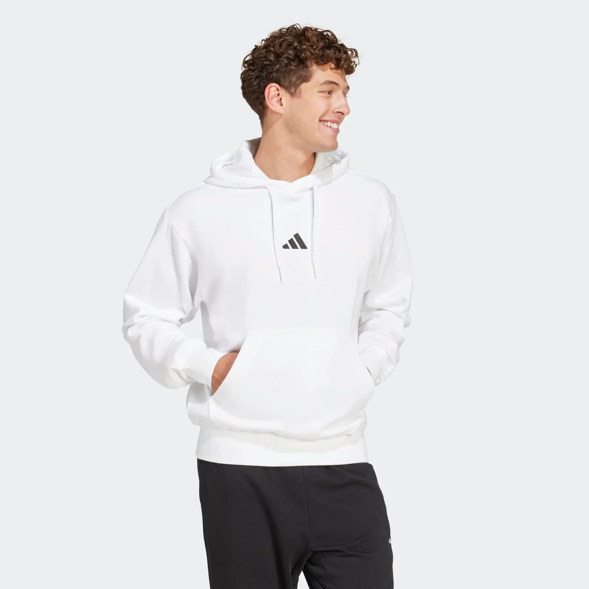 Sweat à capuche molletonné homme Adidas Essentials Feelcozy Blanc 4/6