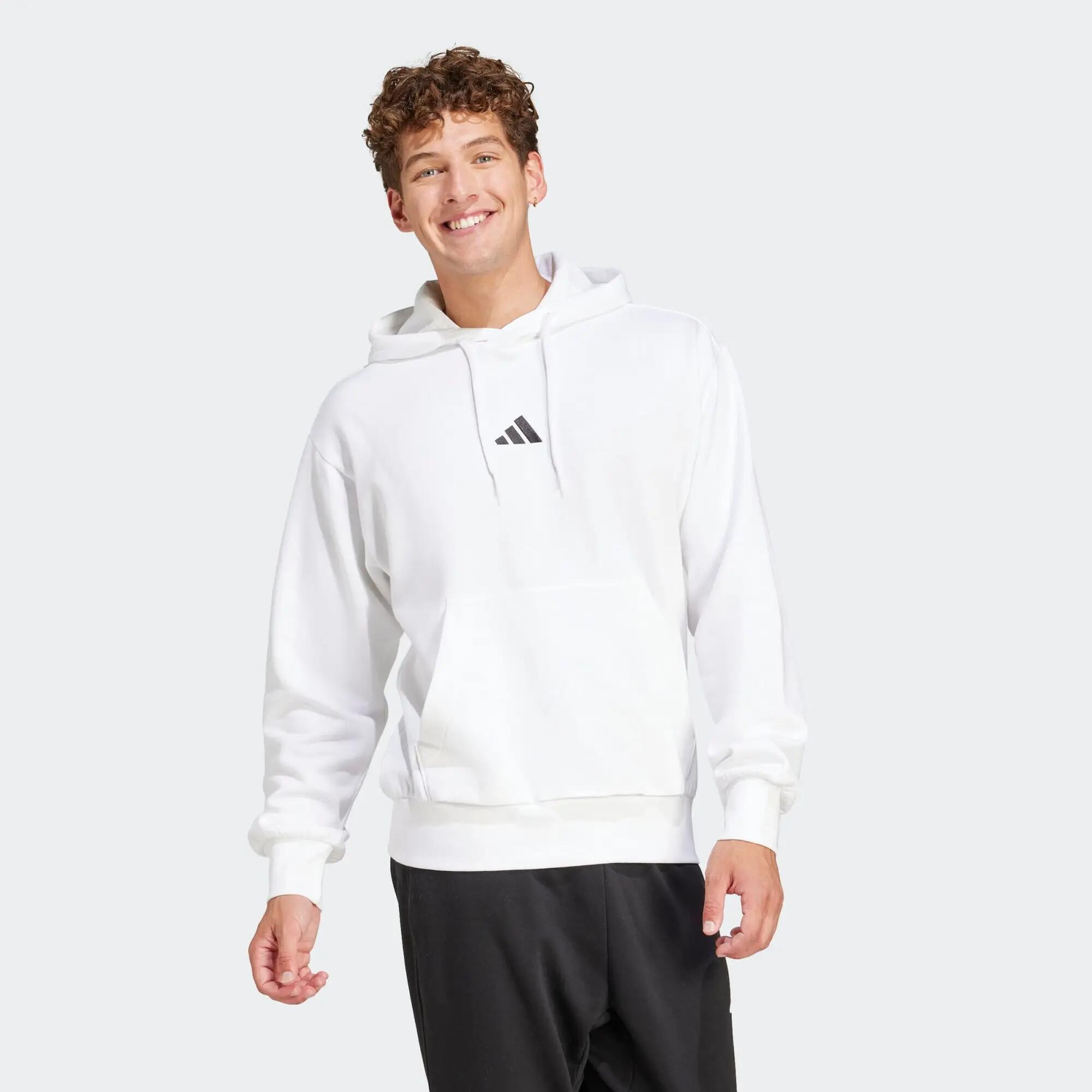 Sweat à capuche molletonné homme Adidas Essentials Feelcozy Blanc 5/6