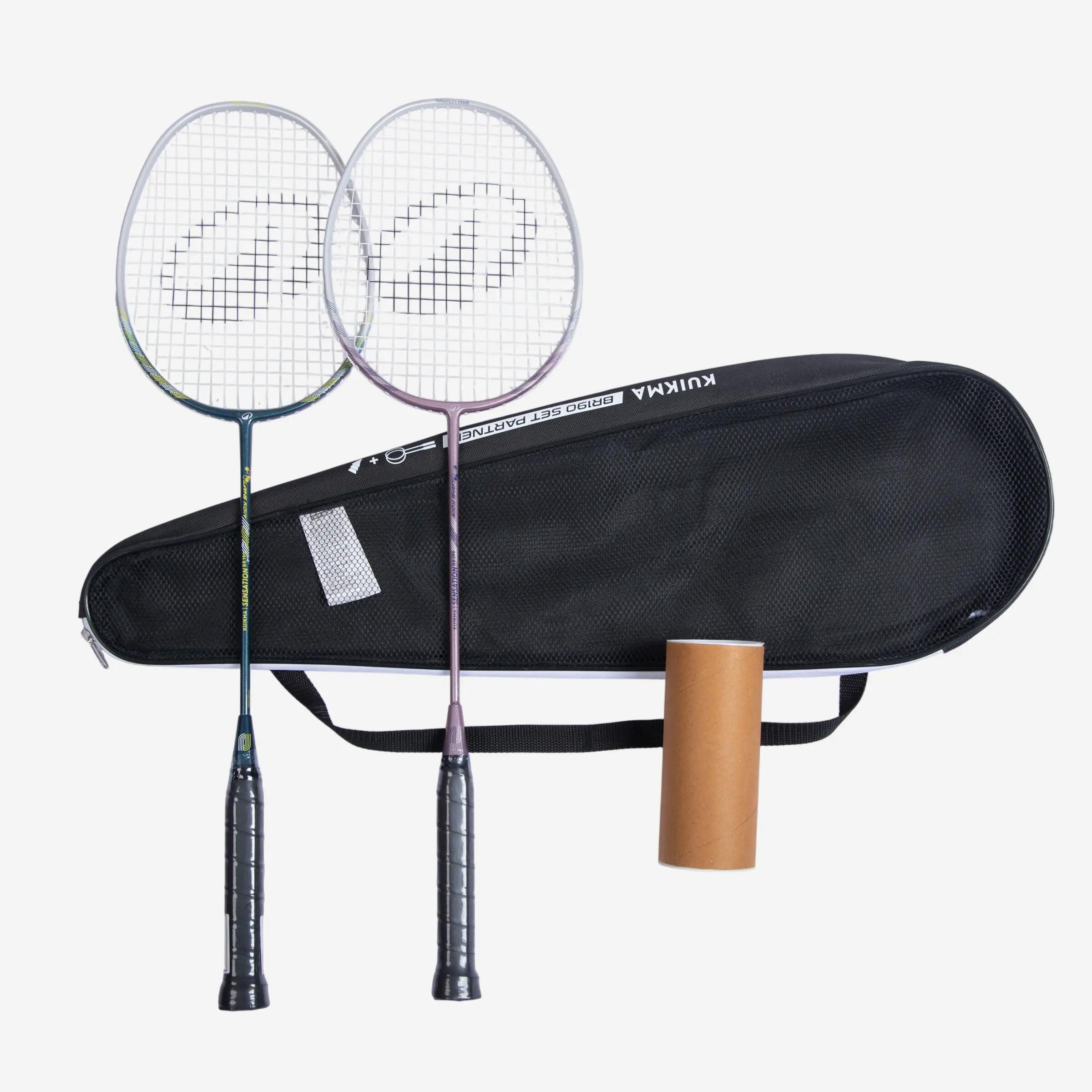 ADULT BADMINTON RACKET BR 190 SET PARTNER GREEN PURPLE -  2