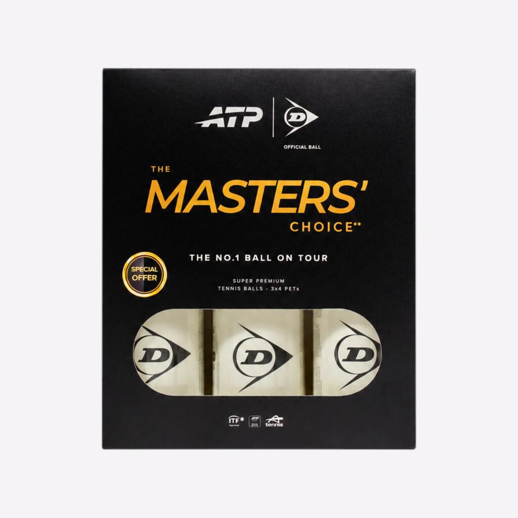 Tennis balls Dunlop ATP Tour yellow, pack of 3 tubes of 4 balls