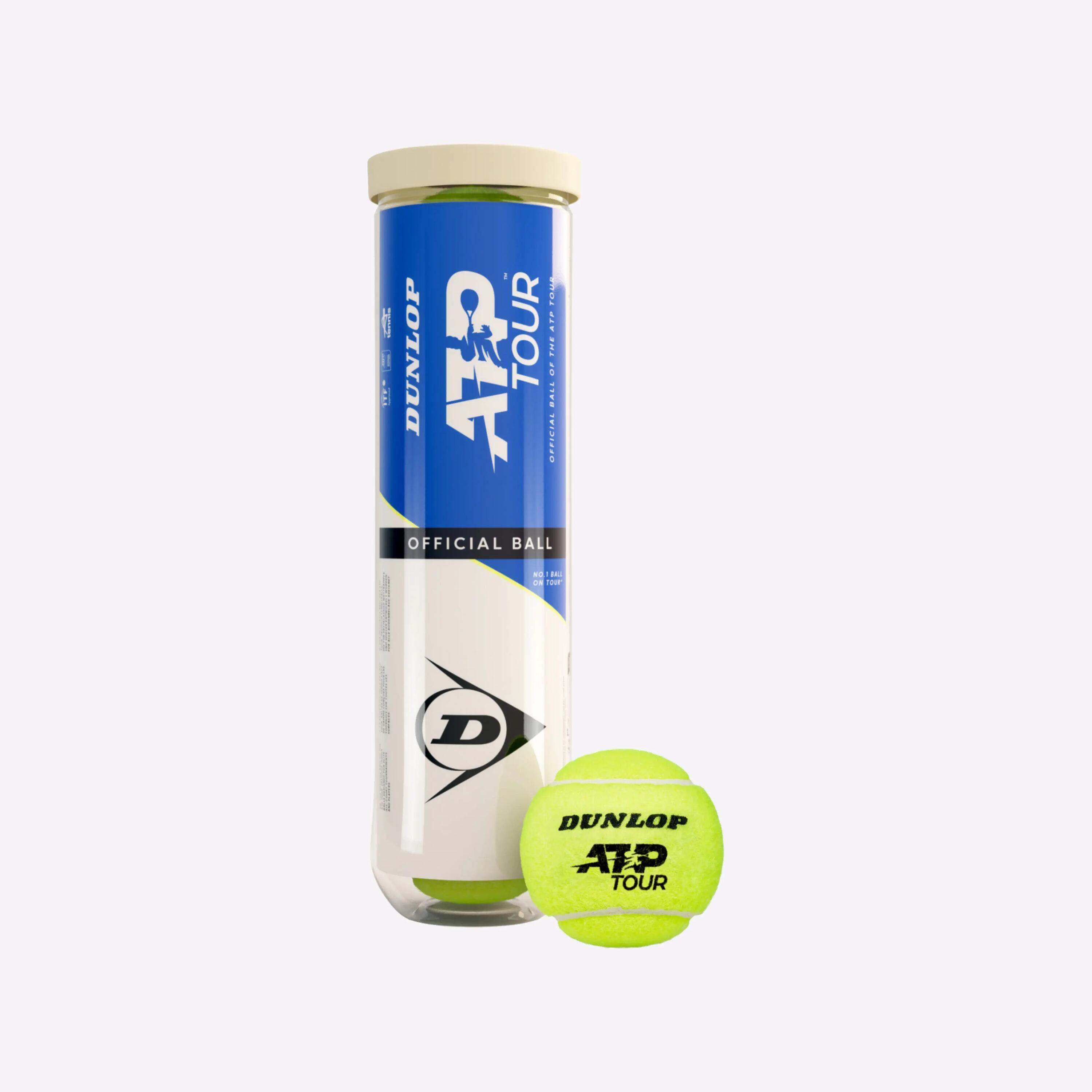 Balles de tennis Dunlop ATP tour jaune, pack de 3 tubes de 4 balles 4/4