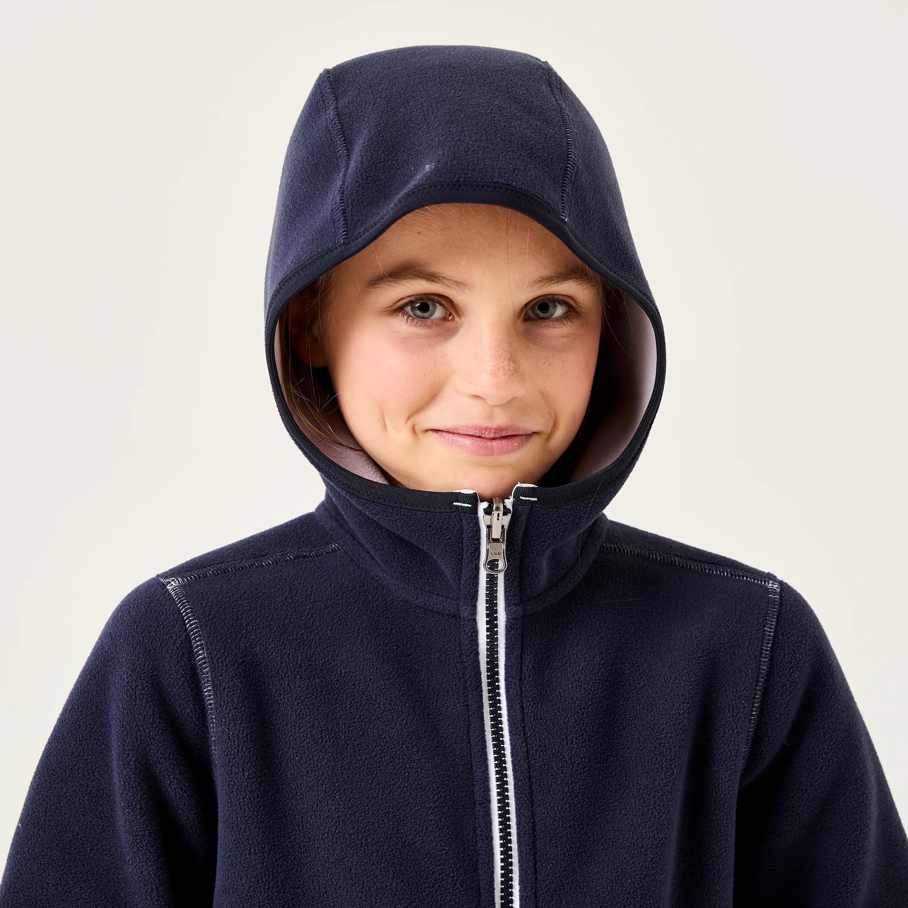 Chaqueta Polar Vela 500 Niños Violeta-Azul Cálida Reversible 5/6