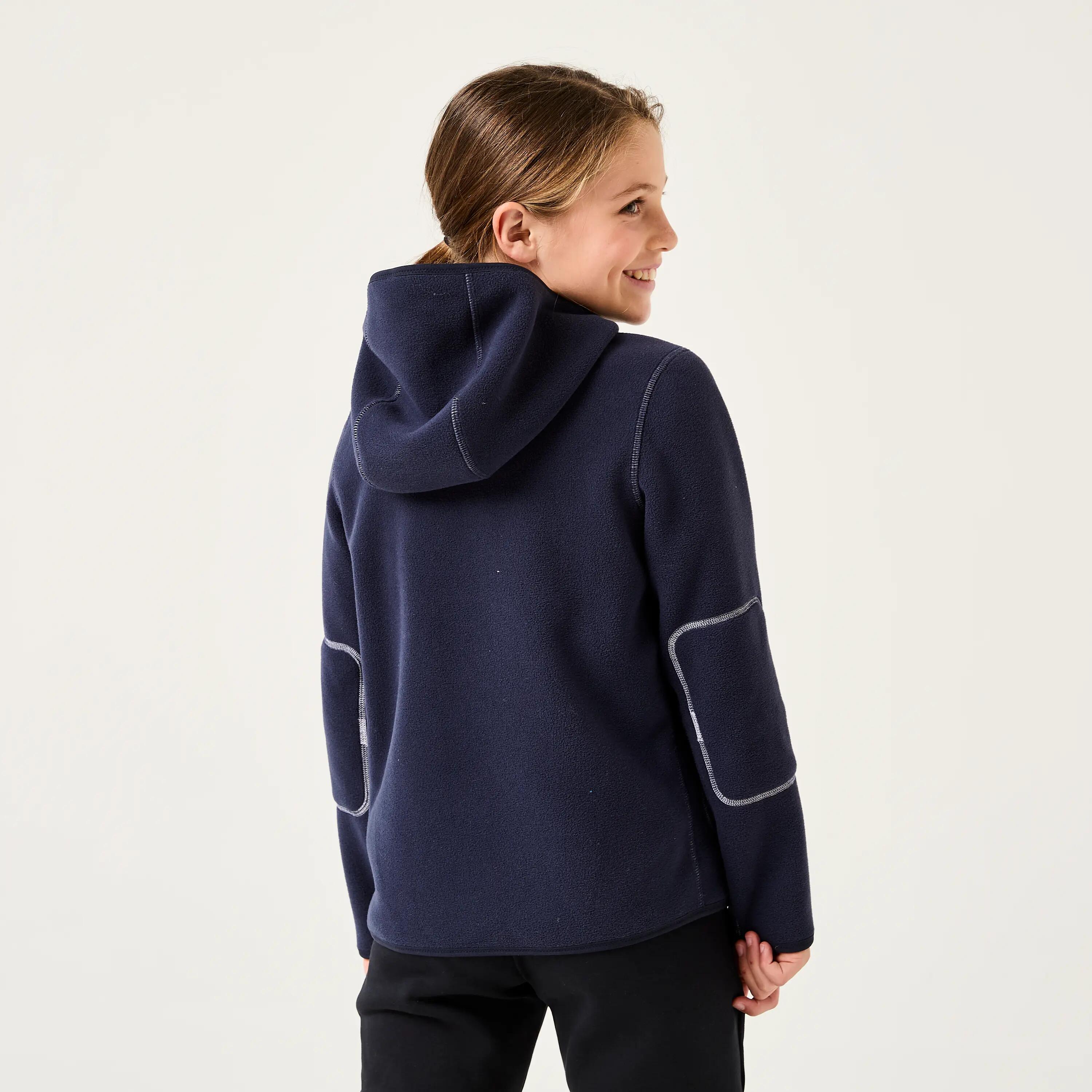 Chaqueta Polar Vela 500 Niños Violeta-Azul Cálida Reversible 3/6