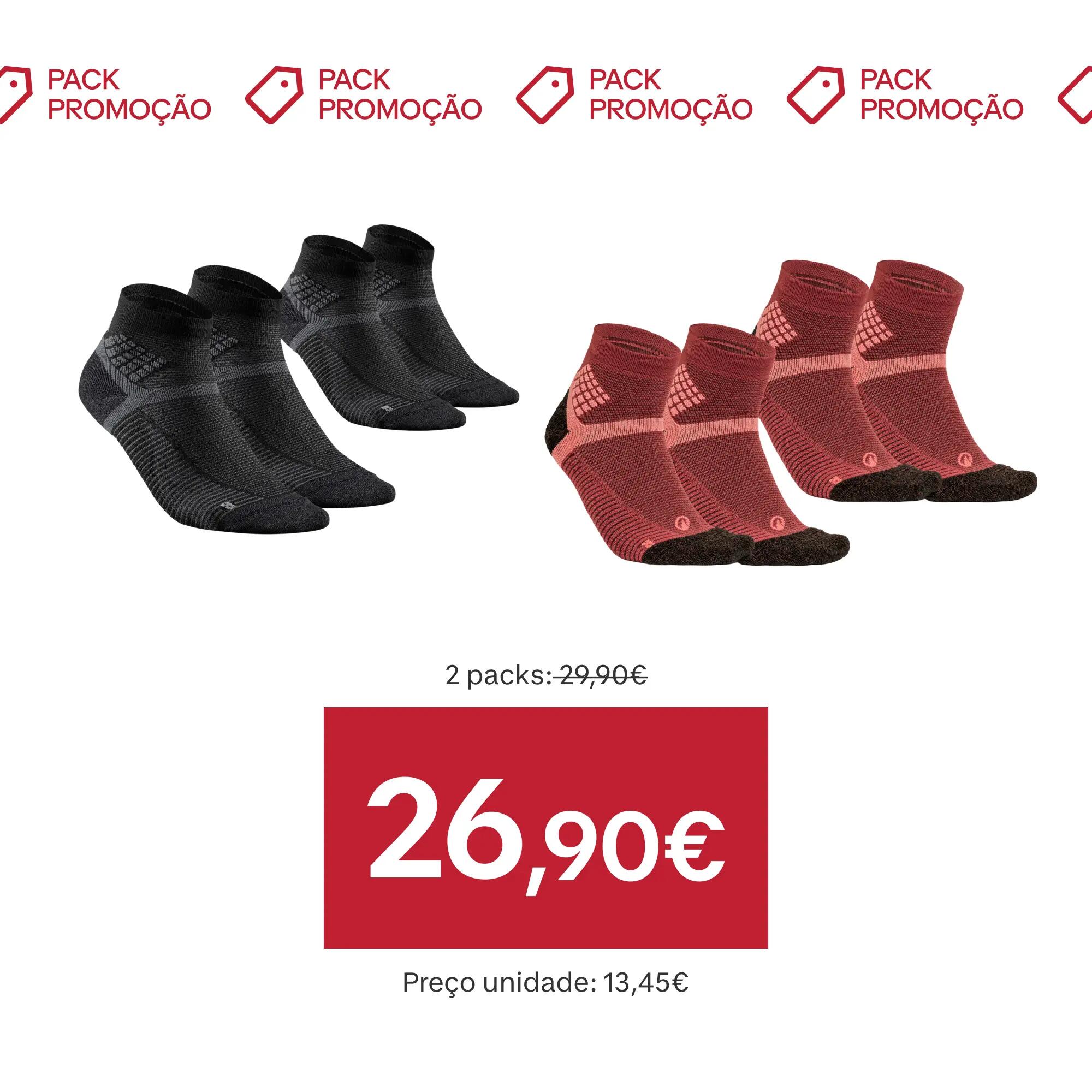 Meias de Caminhada de Cano Médio Adulto Hike 500 Vermelho (2 Pares) 2/6