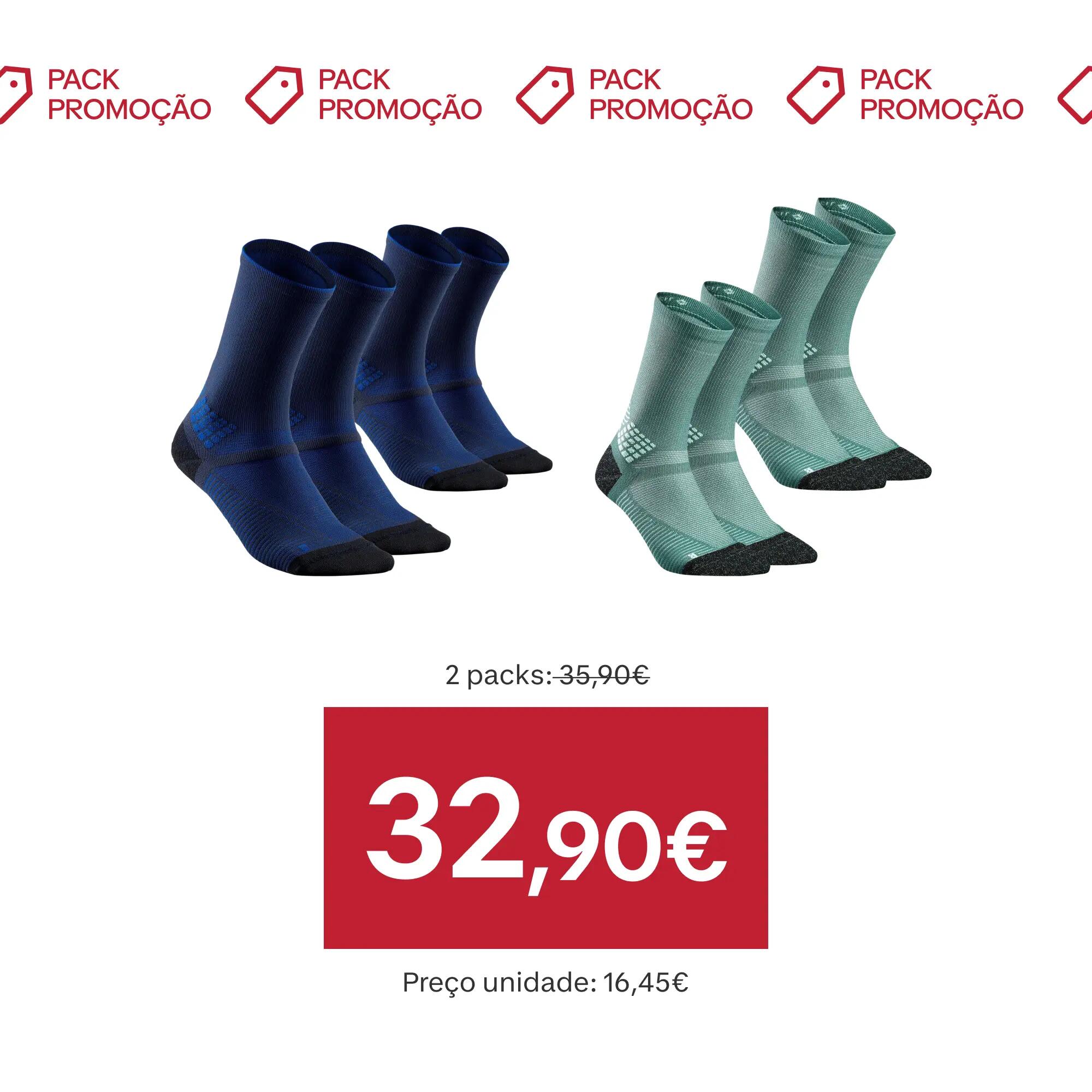 Meias de Caminhada Cano Alto Adulto Hike 500 Verde (2 Pares) 2/6