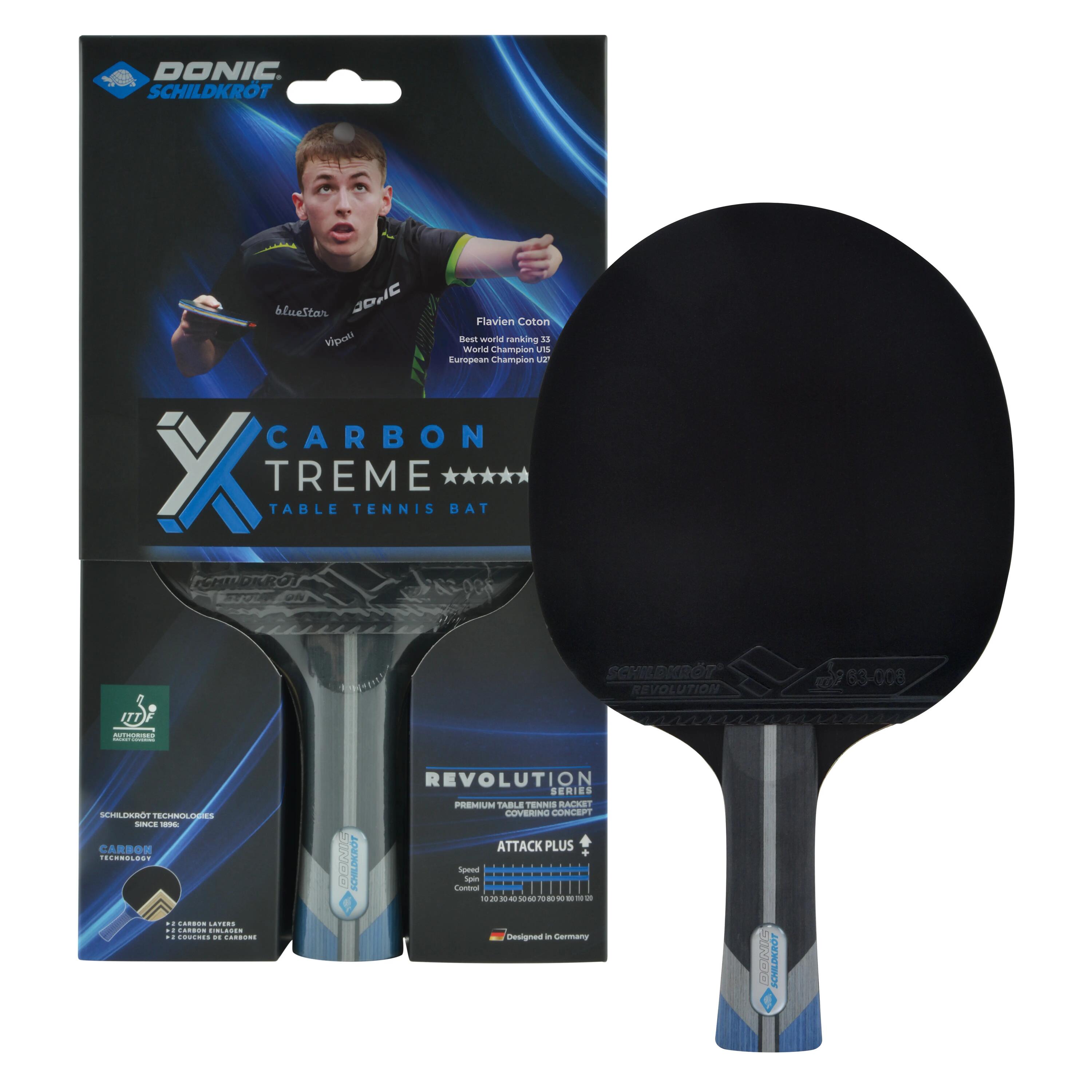 Tafeltennisbat voor clubs Carbon Xtreme 5* 7/8