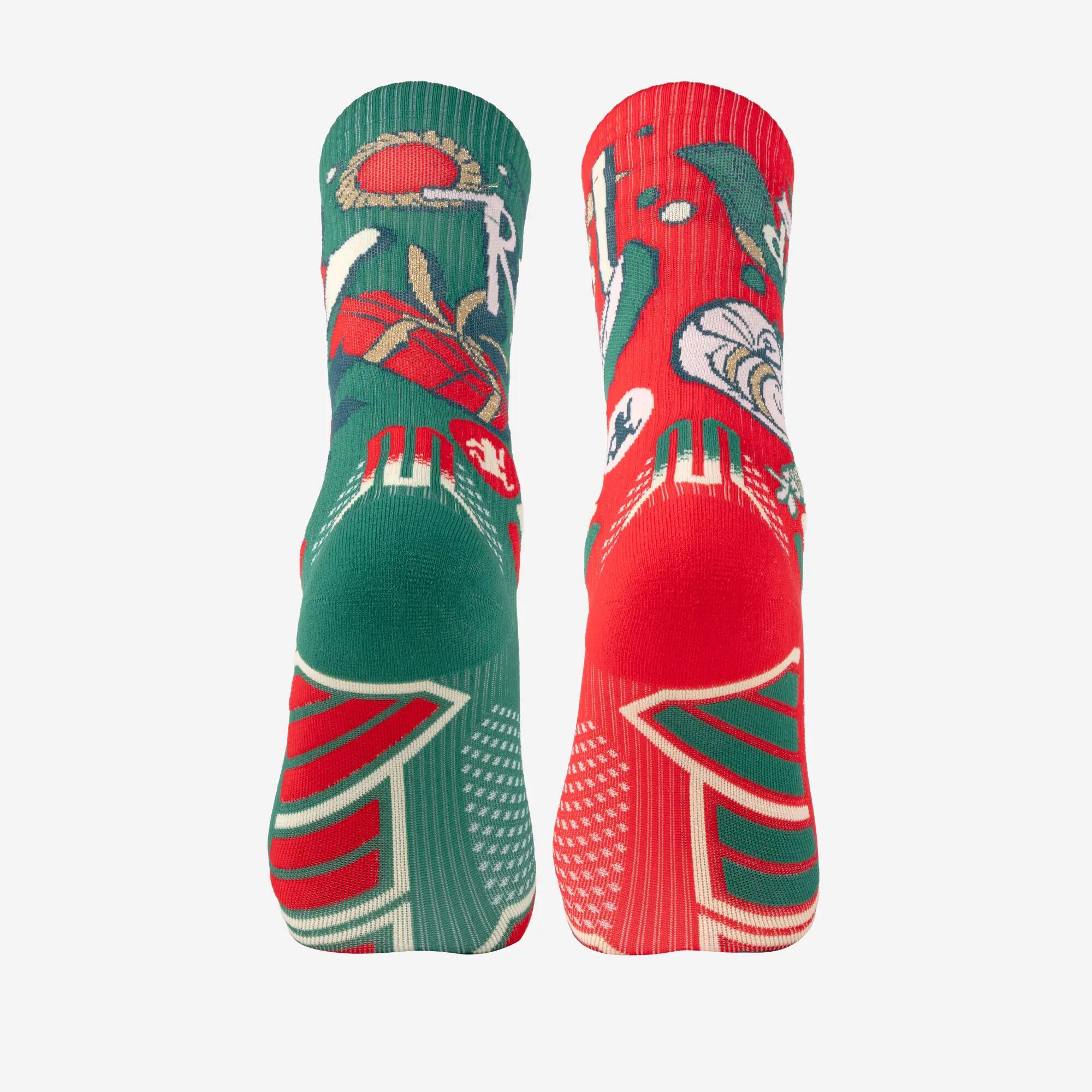 Chaussettes Trail Ultra DBDB Collector Ravito de Noël rouge et verte 3/3